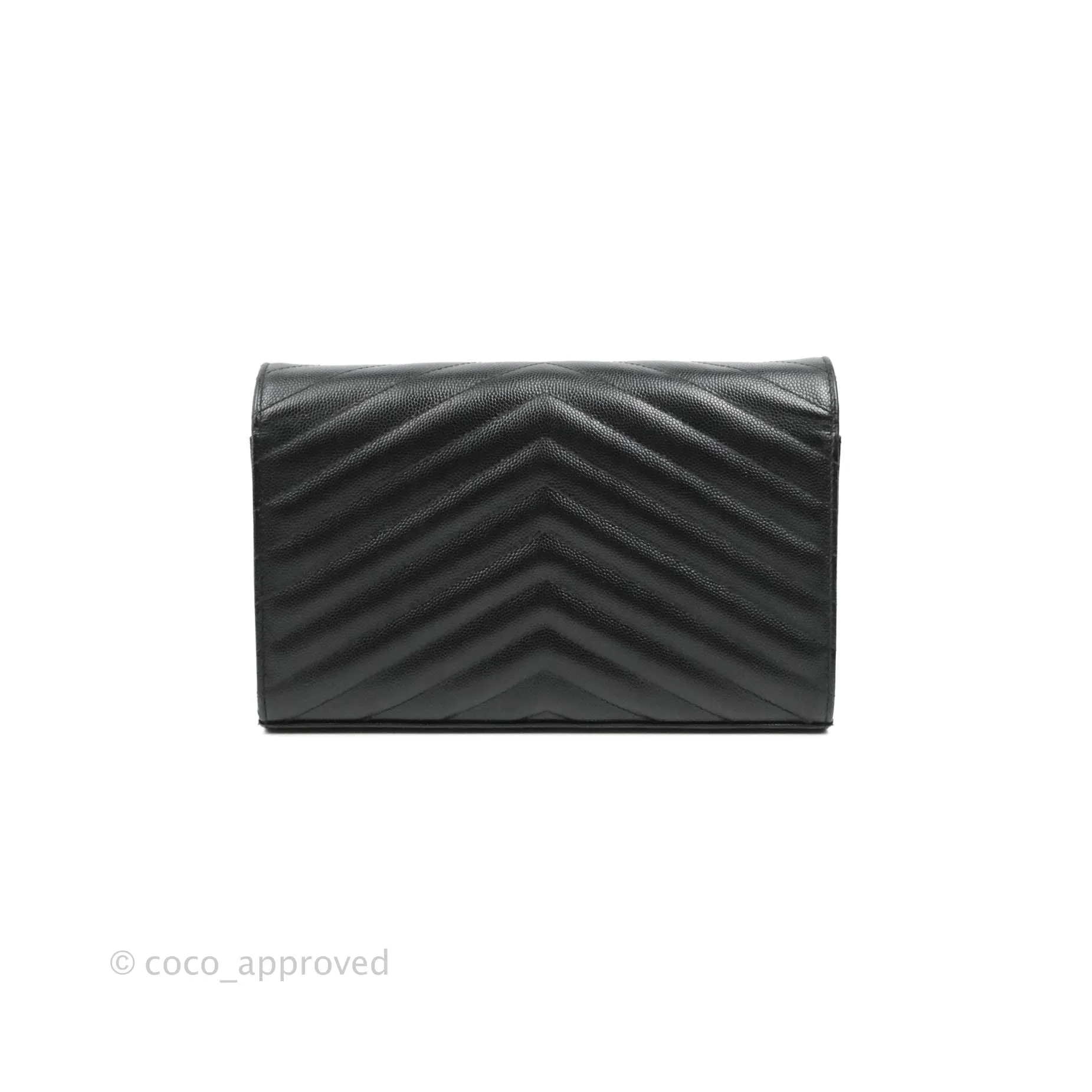 Saint Laurent Wallet on Chain Large Black Grained Leather So Black