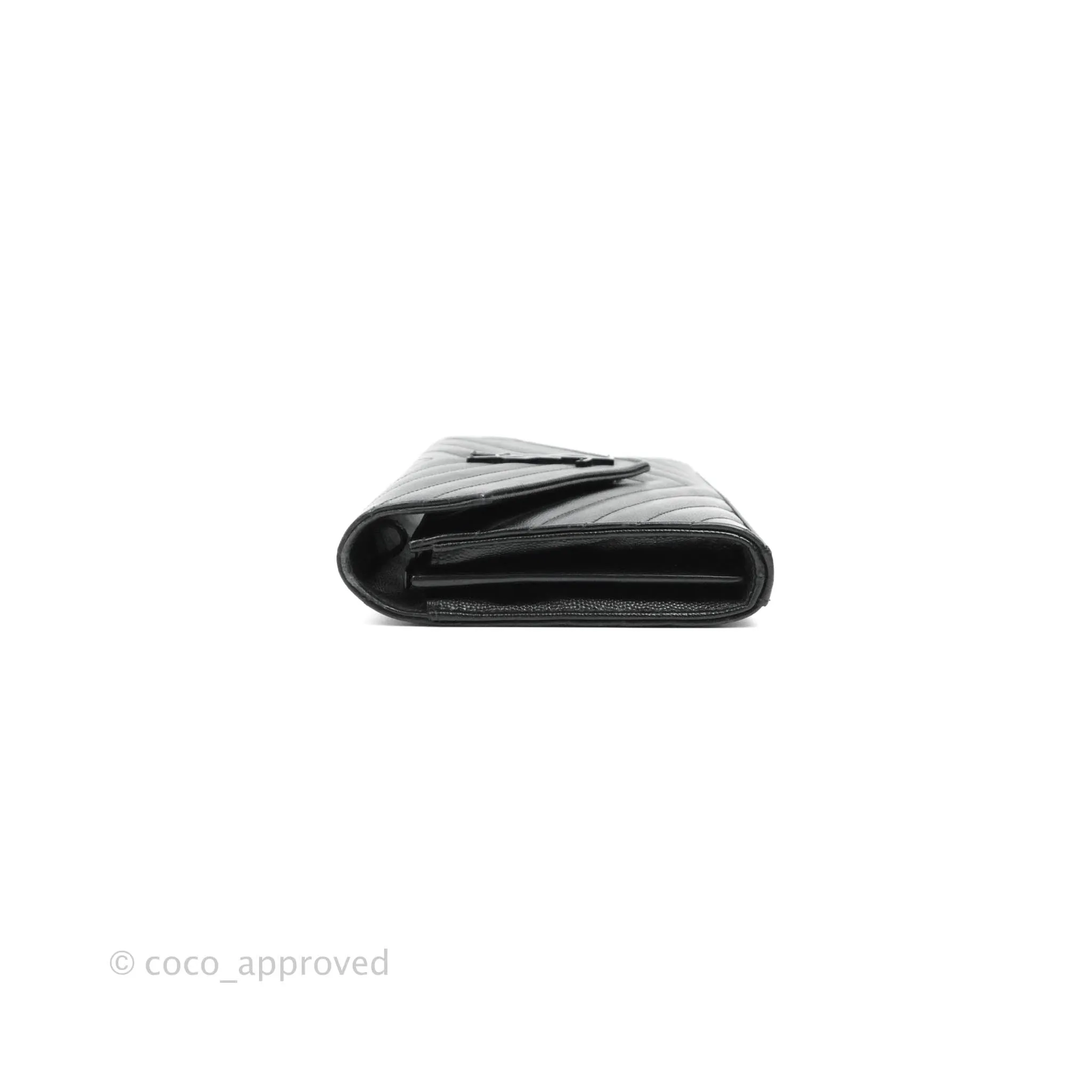 Saint Laurent Wallet on Chain Large Black Grained Leather So Black