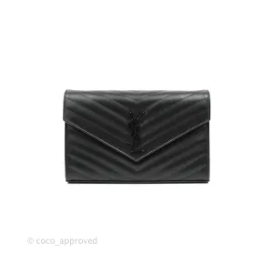 Saint Laurent Wallet on Chain Large Black Grained Leather So Black