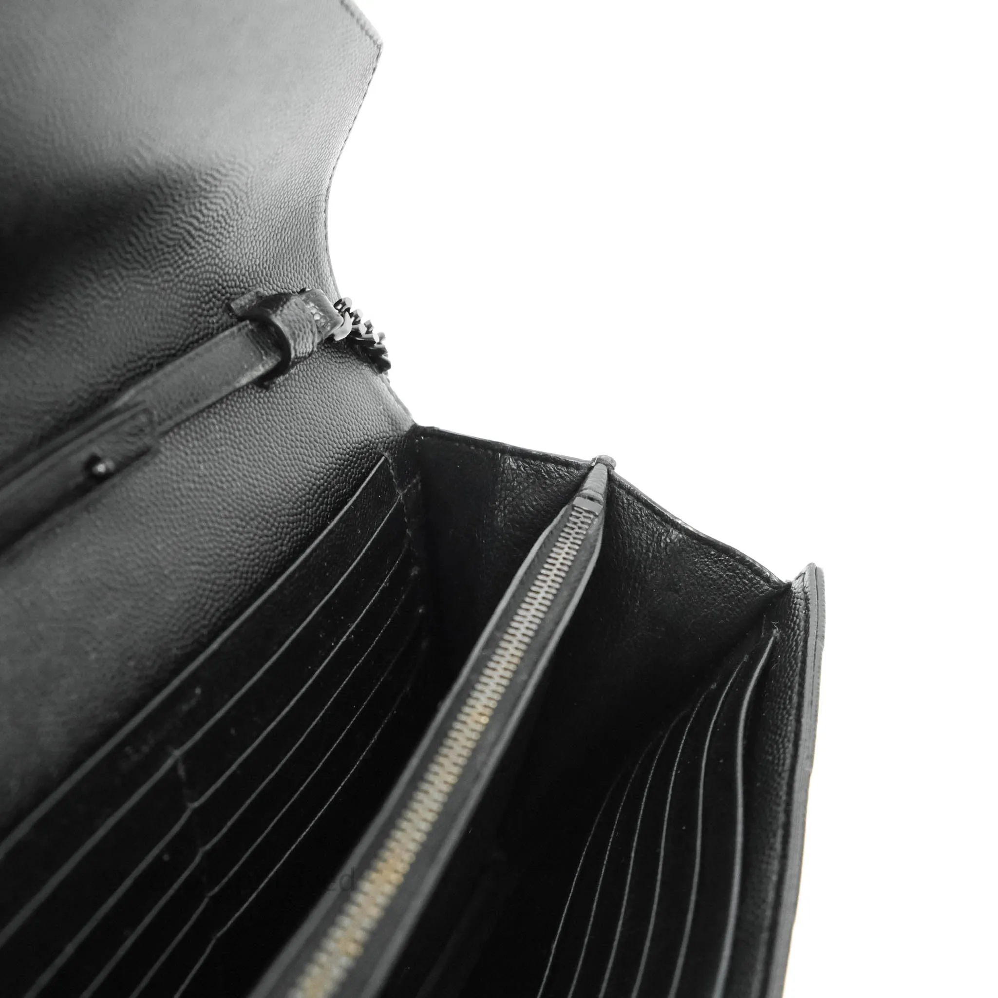 Saint Laurent Wallet on Chain Large Black Grained Leather So Black