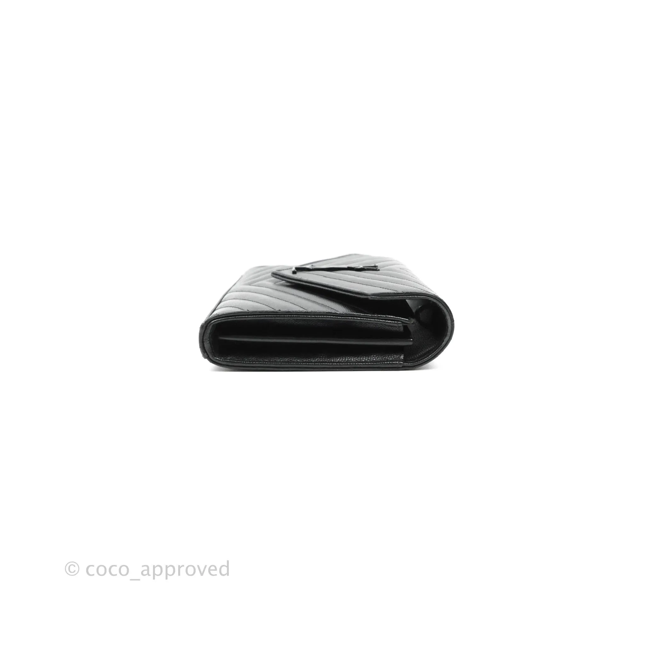 Saint Laurent Wallet on Chain Large Black Grained Leather So Black