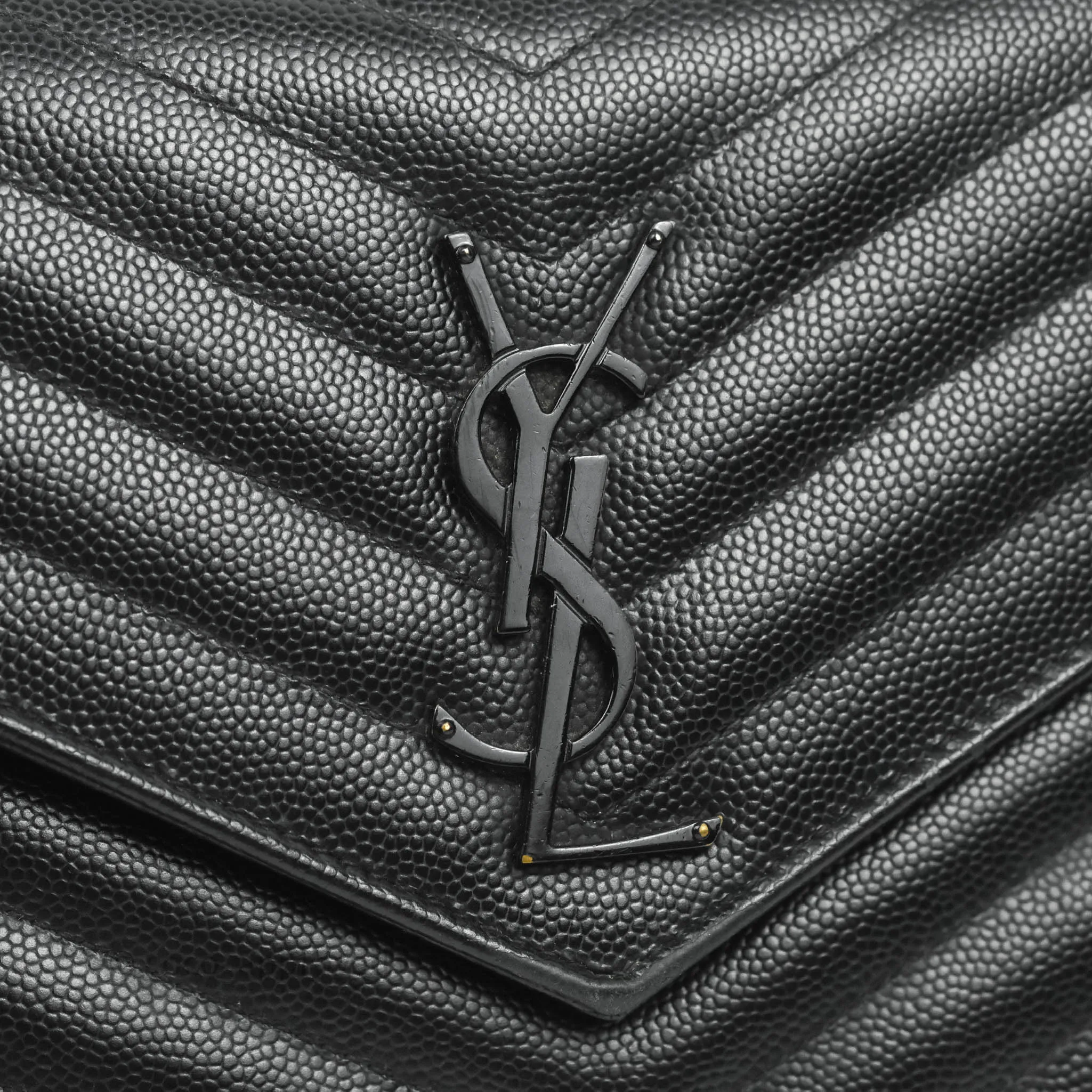 Saint Laurent Wallet on Chain Large Black Grained Leather So Black