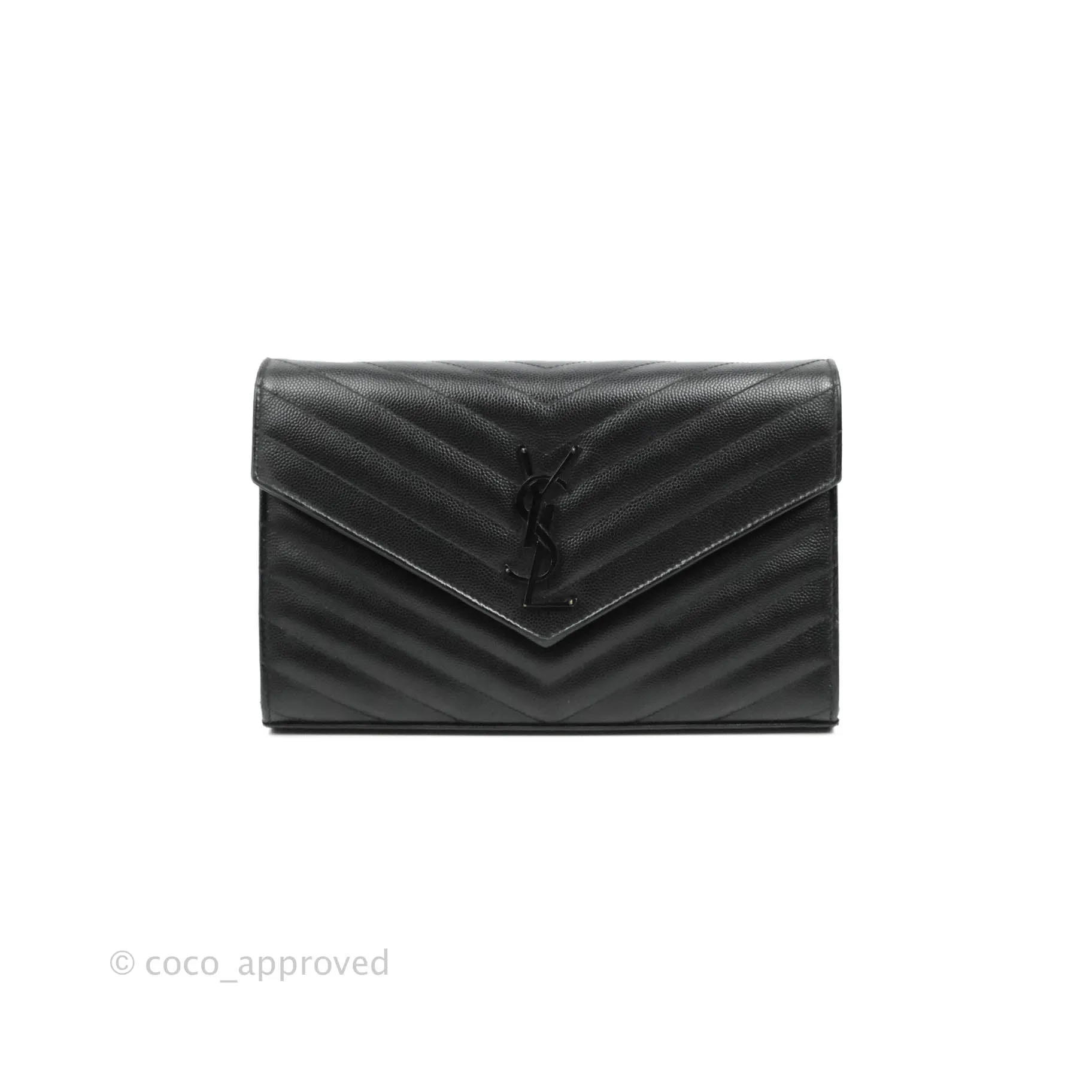 Saint Laurent Wallet on Chain Large Black Grained Leather So Black