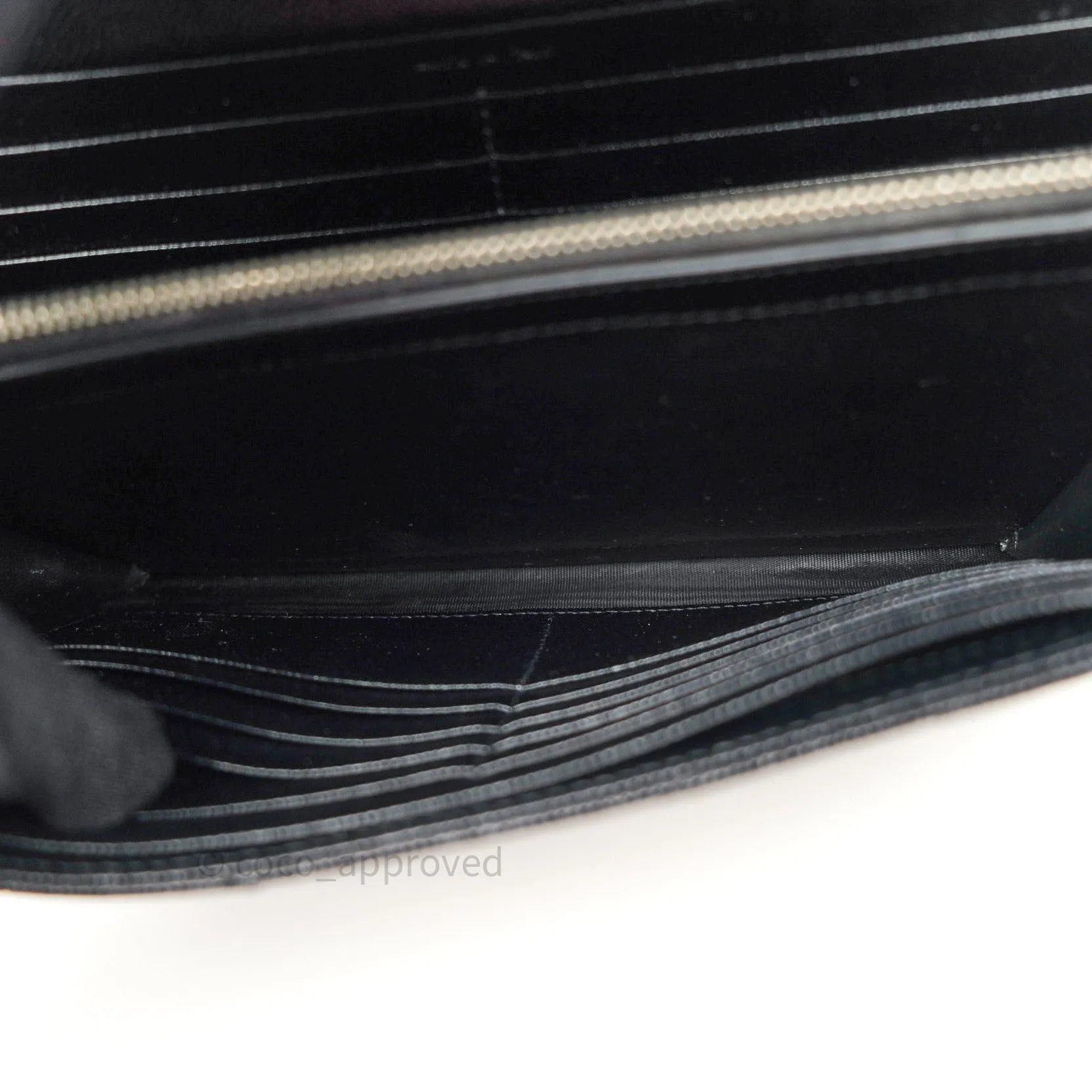 Saint Laurent Wallet on Chain Large in Black Grained Leather and Silver Hardware
