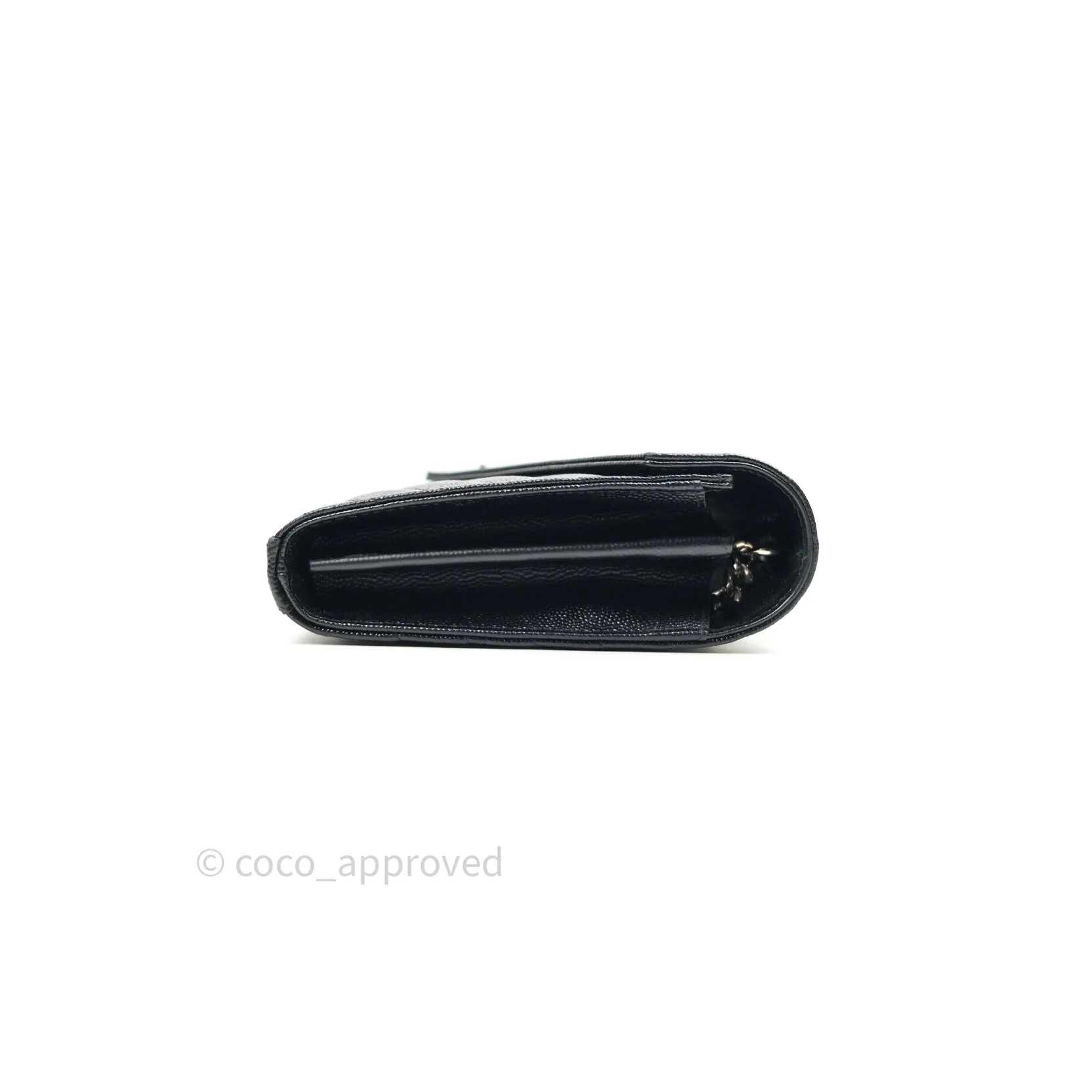 Saint Laurent Wallet on Chain Large in Black Grained Leather and Silver Hardware