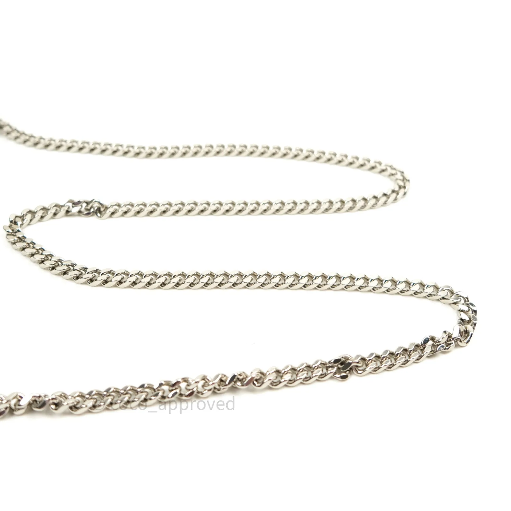 Saint Laurent Wallet on Chain Large in Black Grained Leather and Silver Hardware