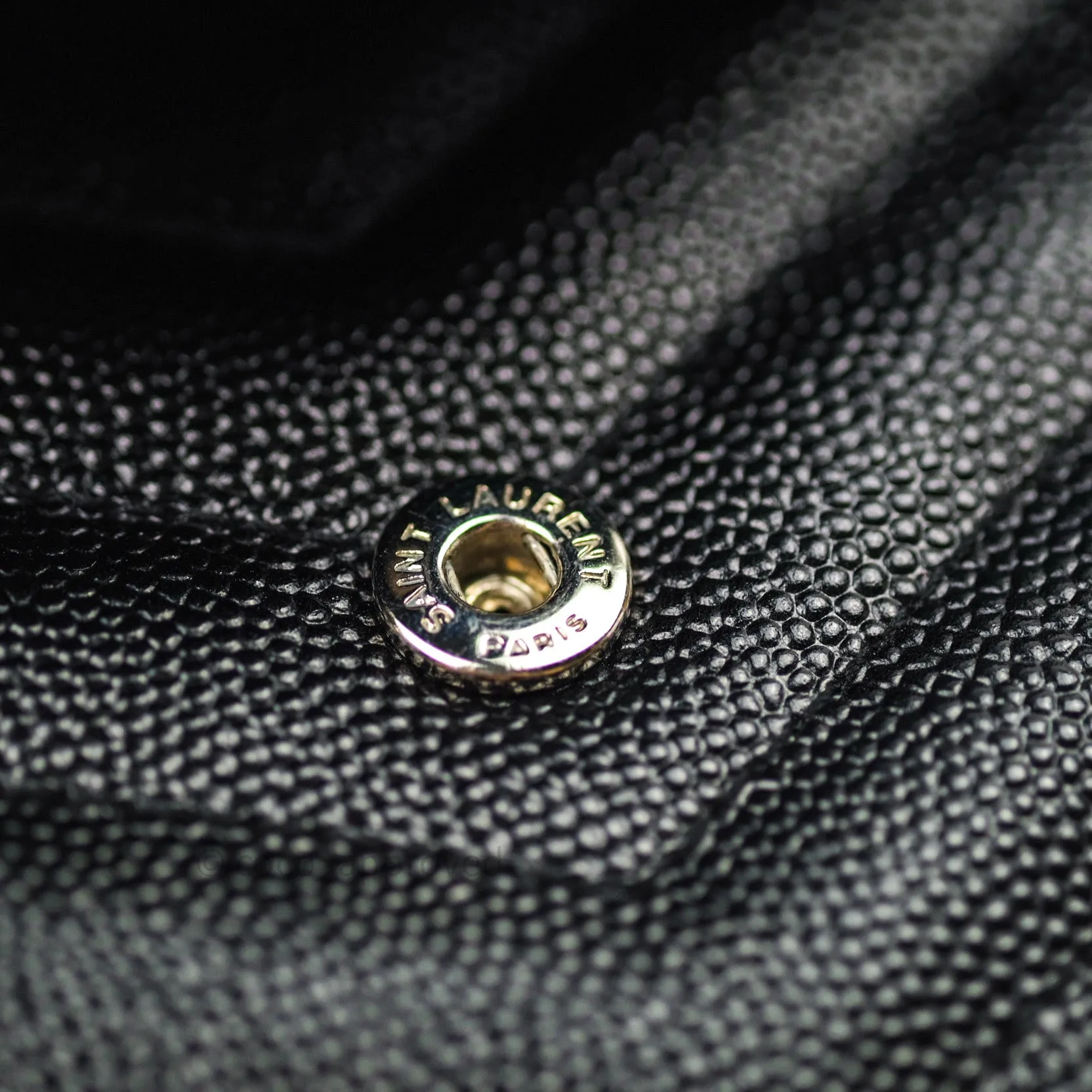 Saint Laurent Wallet on Chain Large in Black Grained Leather and Silver Hardware