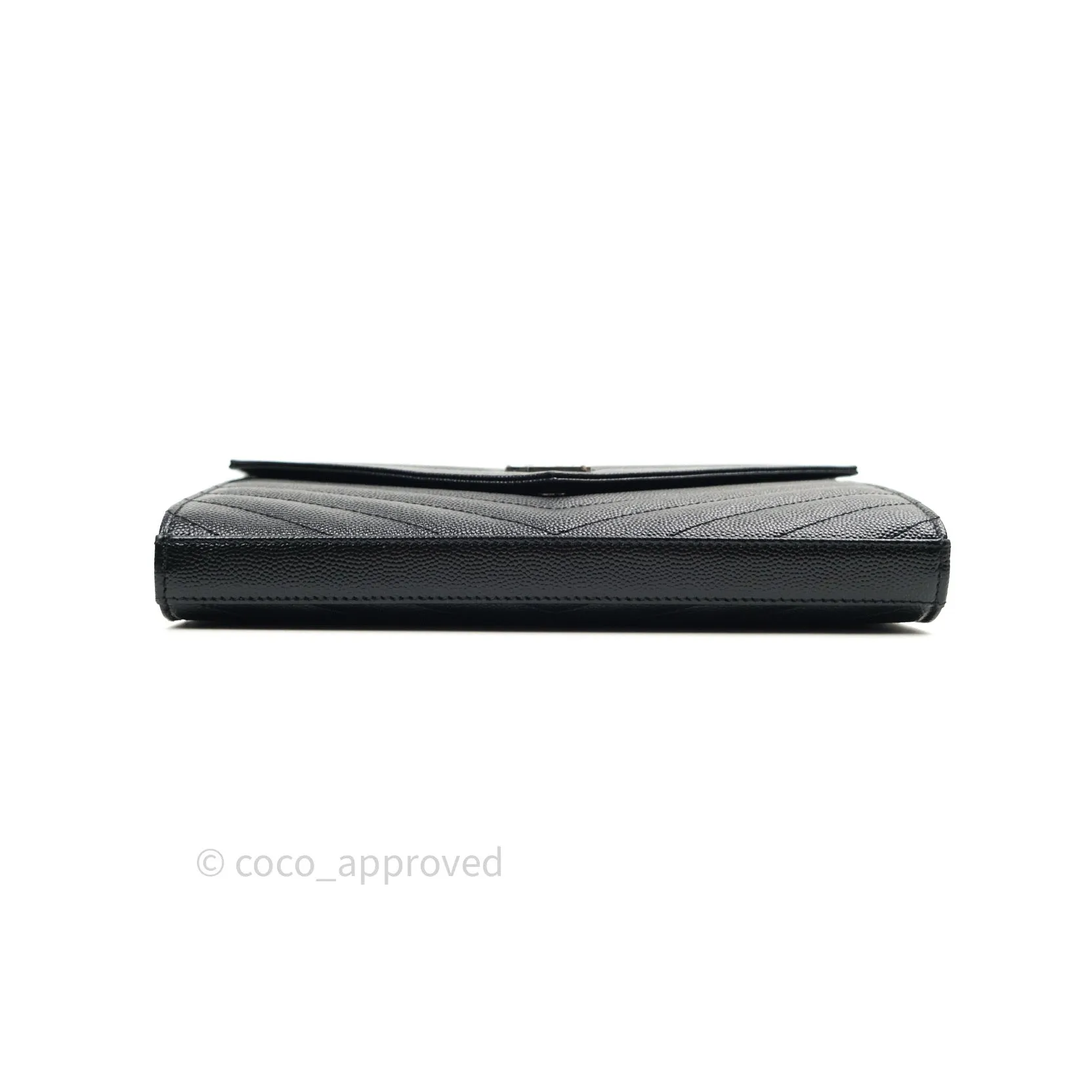 Saint Laurent Wallet on Chain Large in Black Grained Leather and Silver Hardware