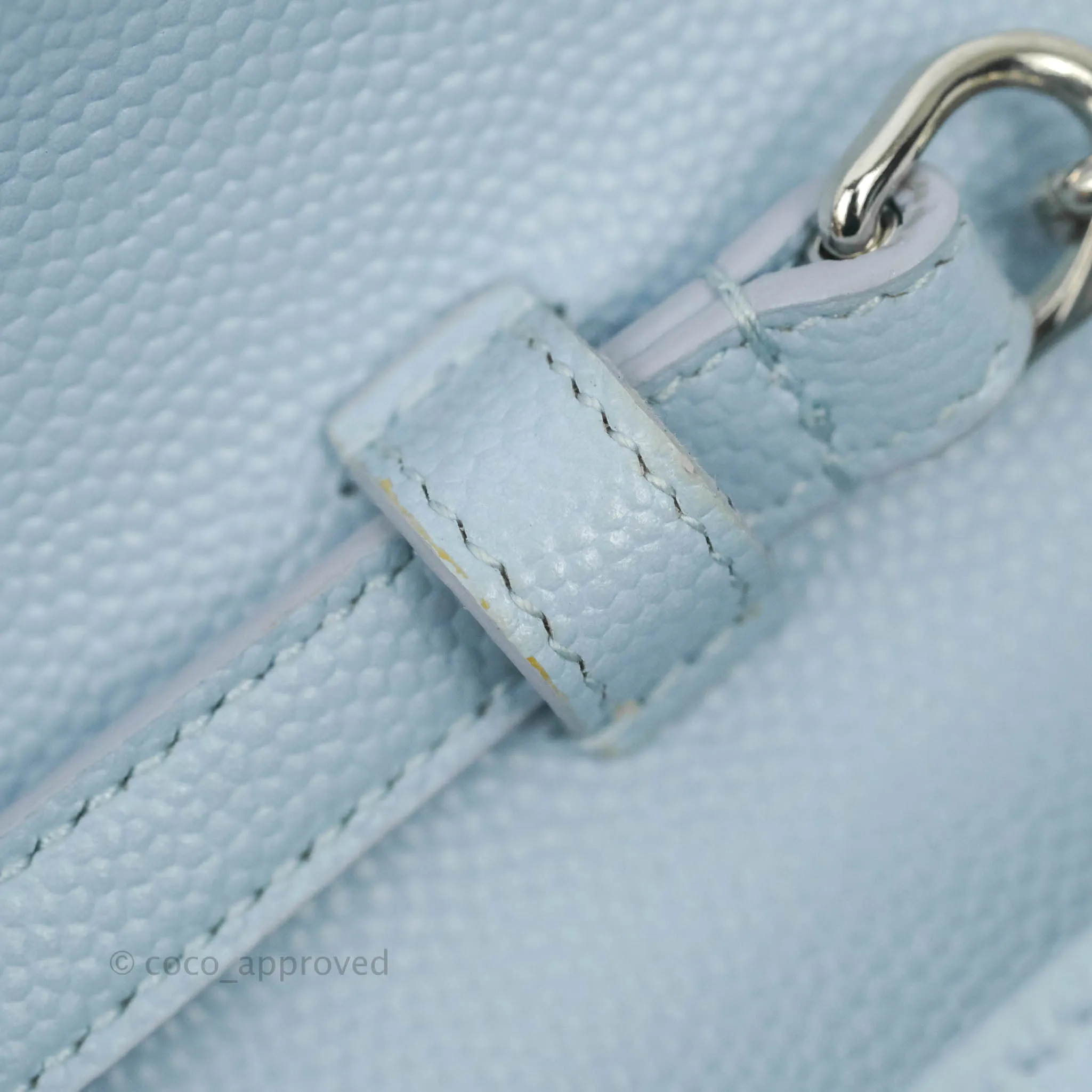 Saint Laurent Wallet on Chain Light Blue Grained Leather Silver Hardware