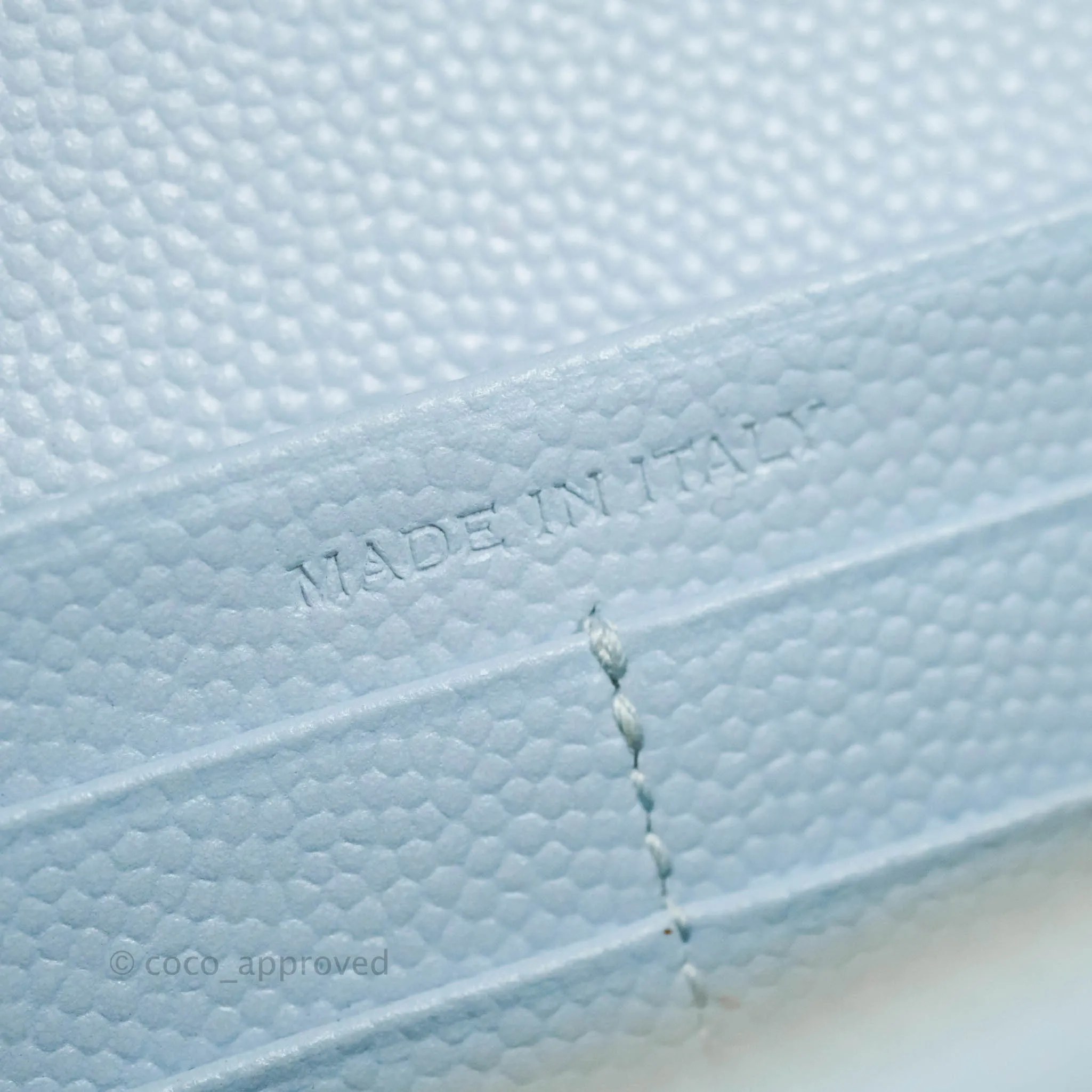 Saint Laurent Wallet on Chain Light Blue Grained Leather Silver Hardware