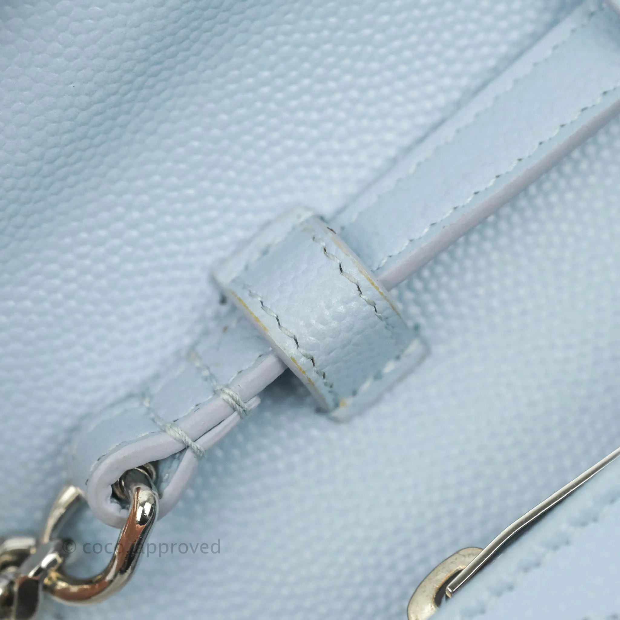 Saint Laurent Wallet on Chain Light Blue Grained Leather Silver Hardware