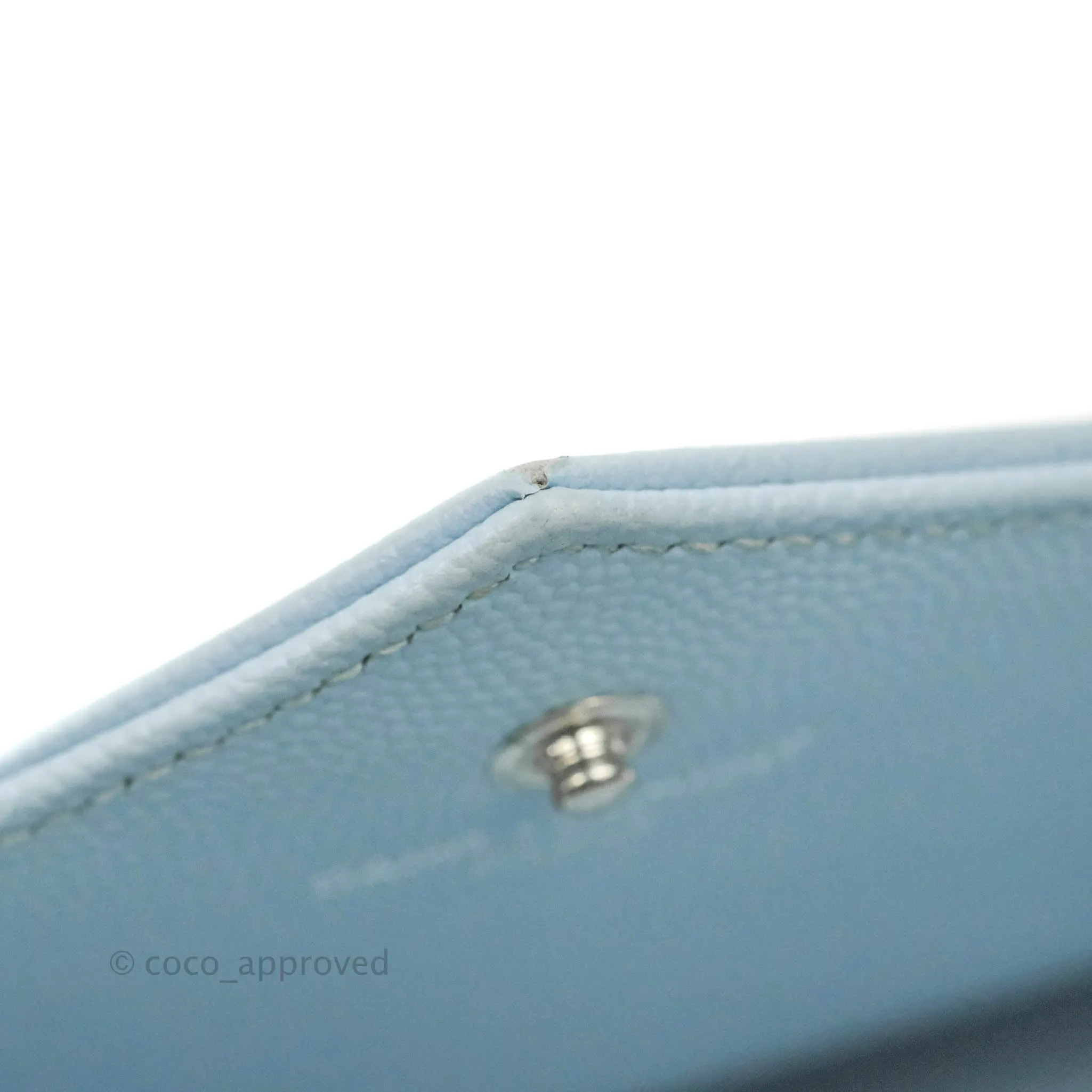 Saint Laurent Wallet on Chain Light Blue Grained Leather Silver Hardware