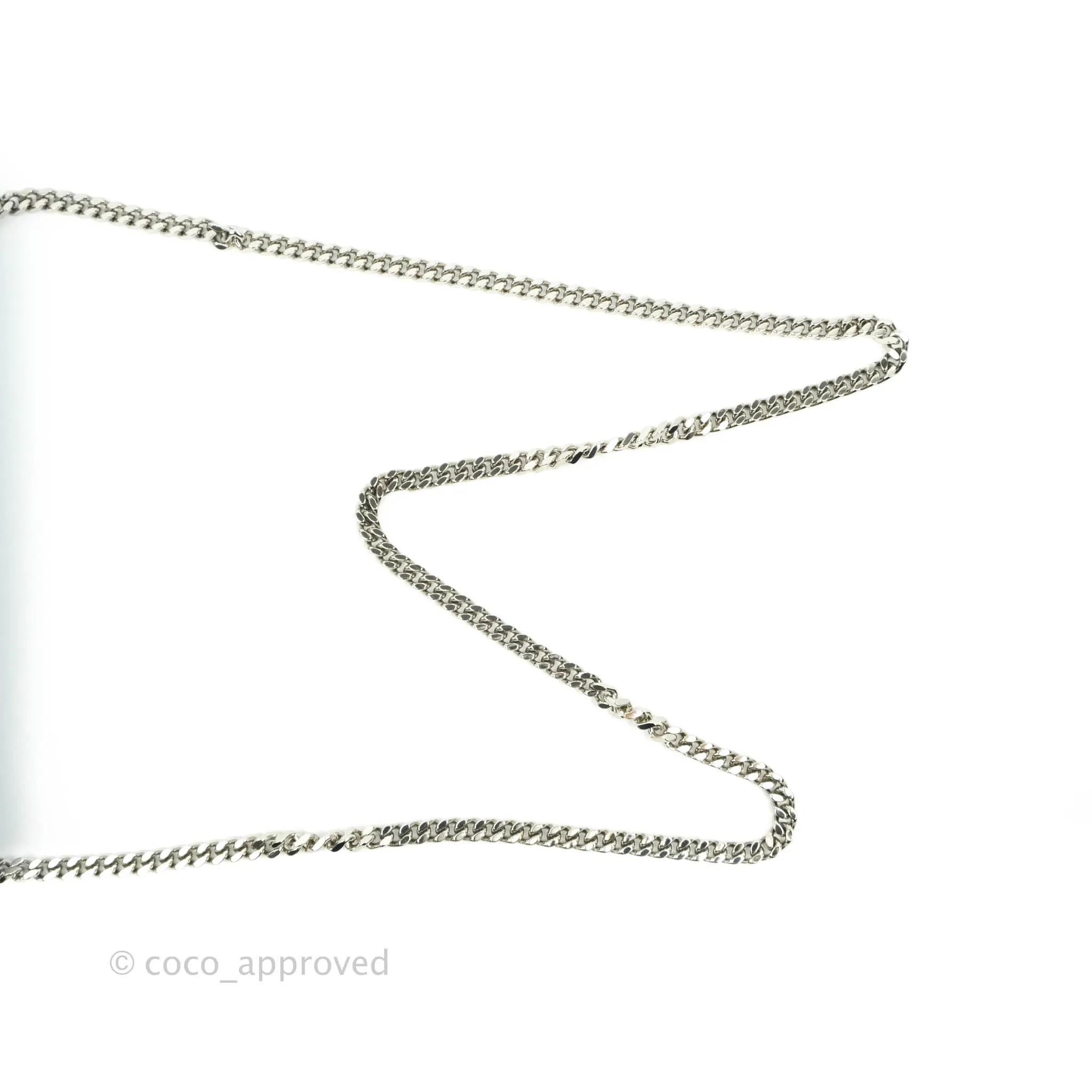 Saint Laurent Wallet on Chain Light Blue Grained Leather Silver Hardware
