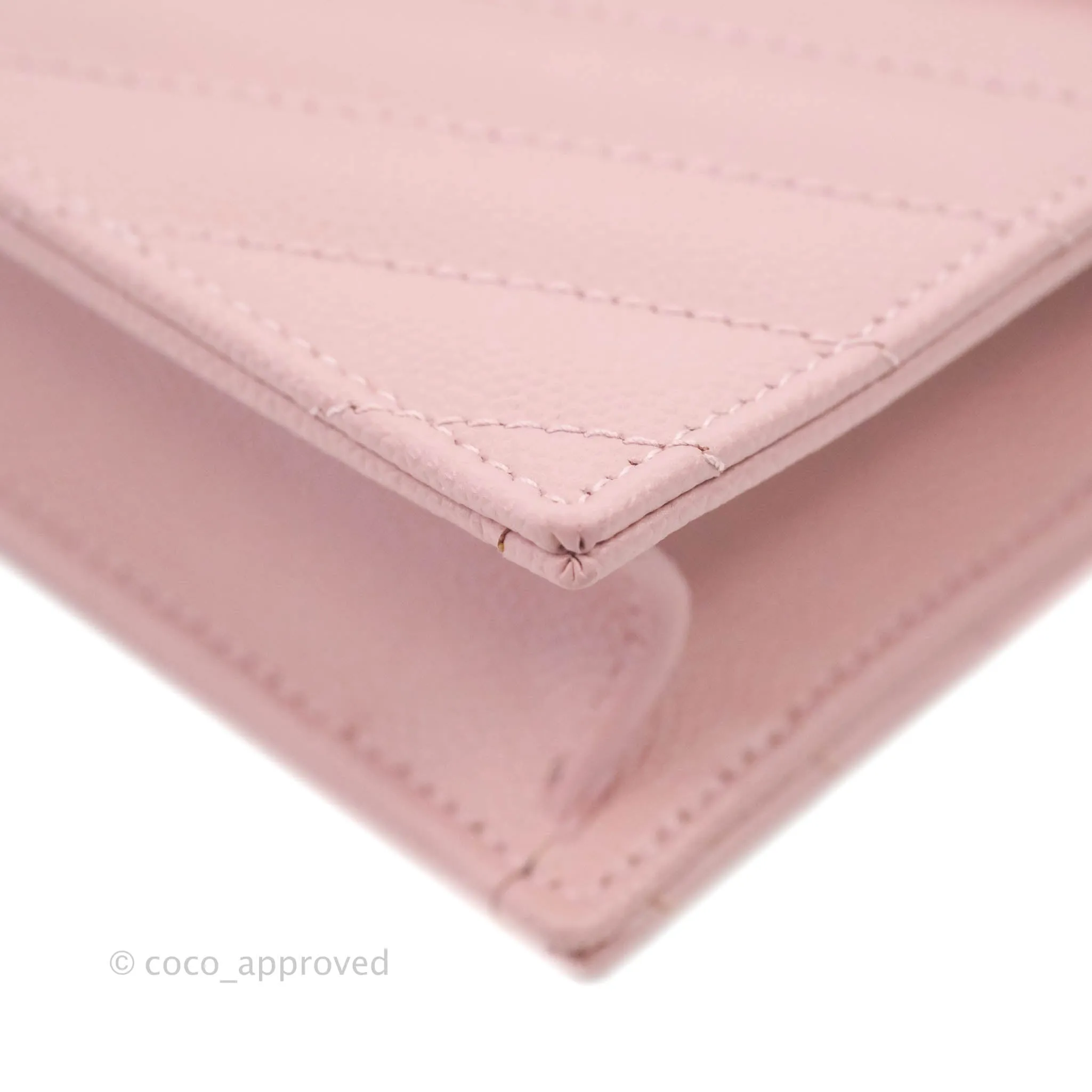Saint Laurent Wallet on Chain Pink Grained Leather Gold Hardware