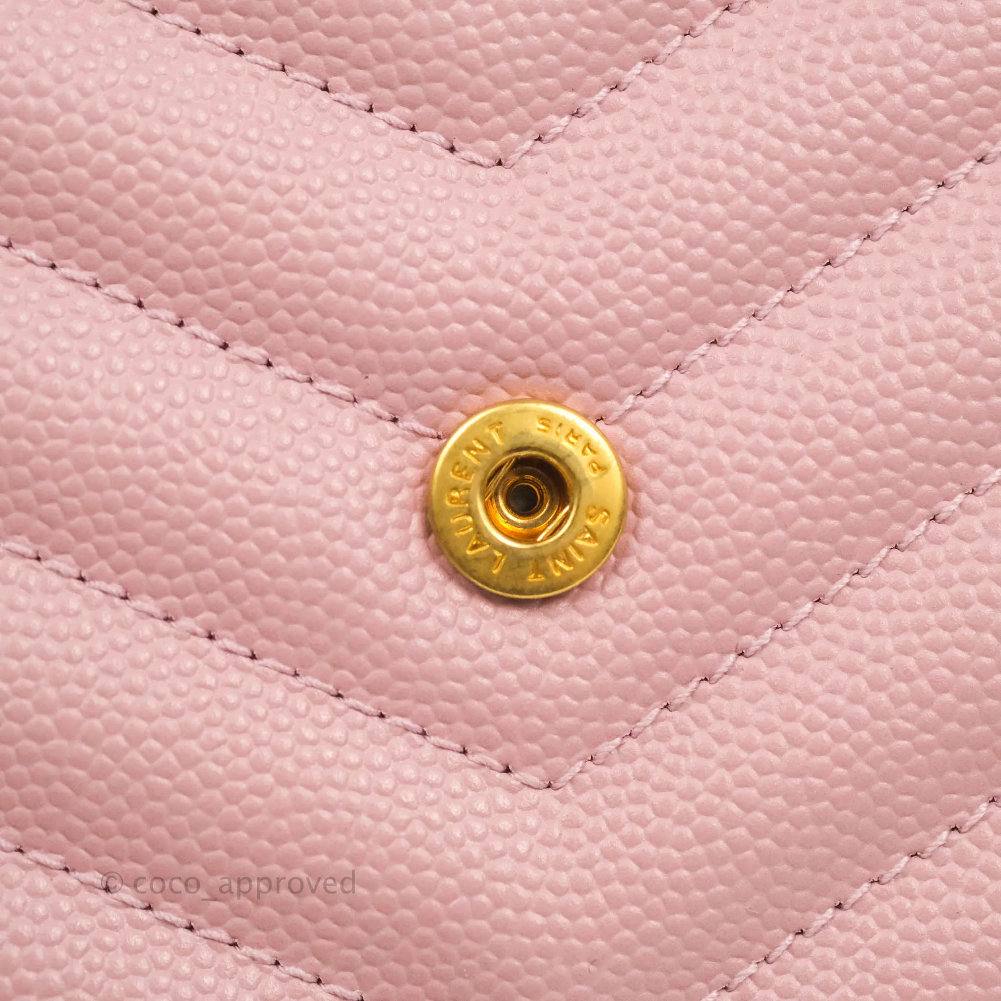 Saint Laurent Wallet on Chain Pink Grained Leather Gold Hardware