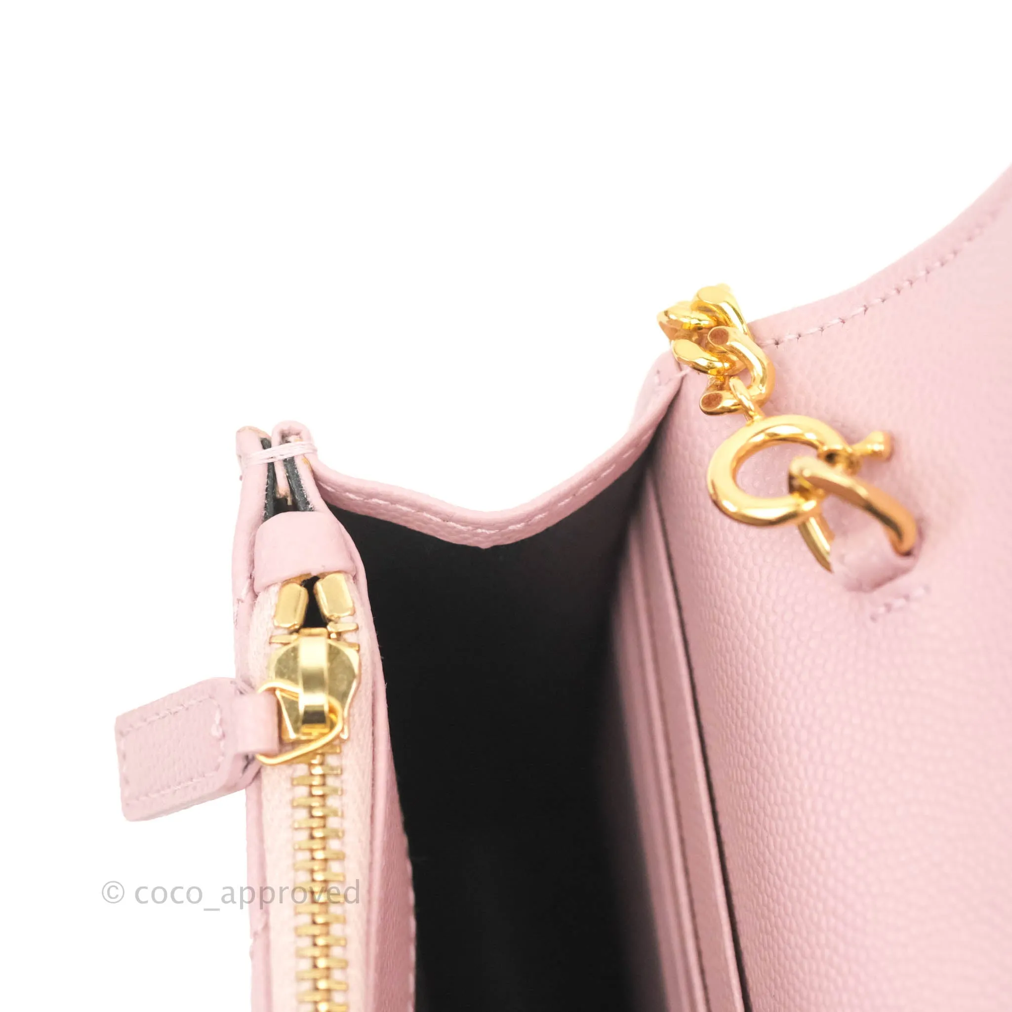 Saint Laurent Wallet on Chain Pink Grained Leather Gold Hardware