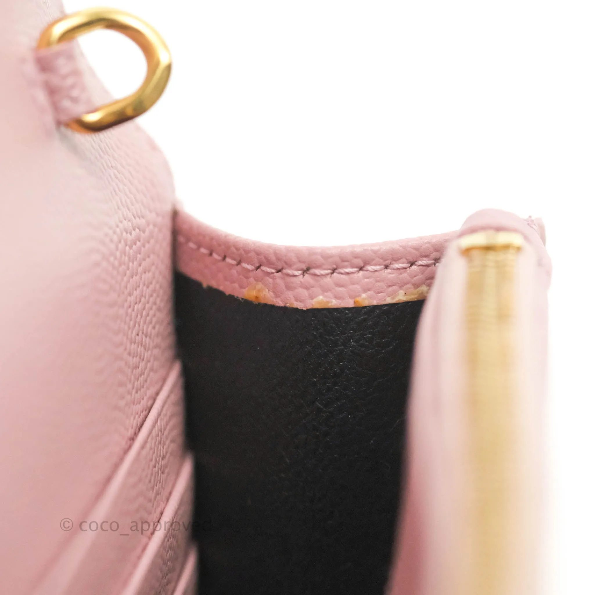 Saint Laurent Wallet on Chain Pink Grained Leather Gold Hardware