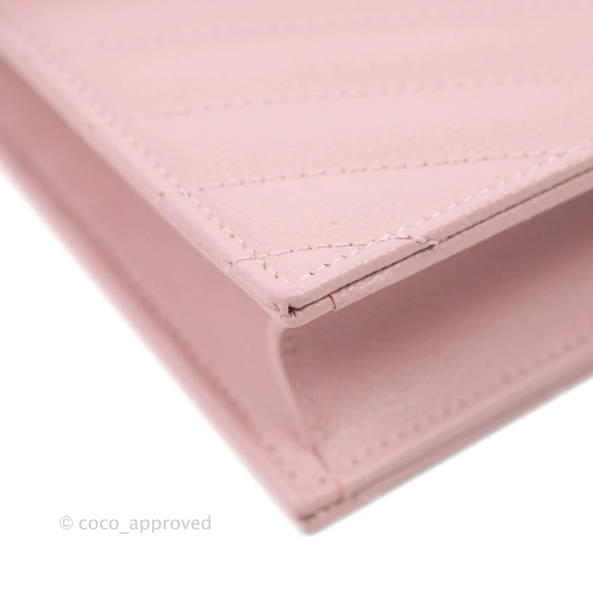 Saint Laurent Wallet on Chain Pink Grained Leather Gold Hardware
