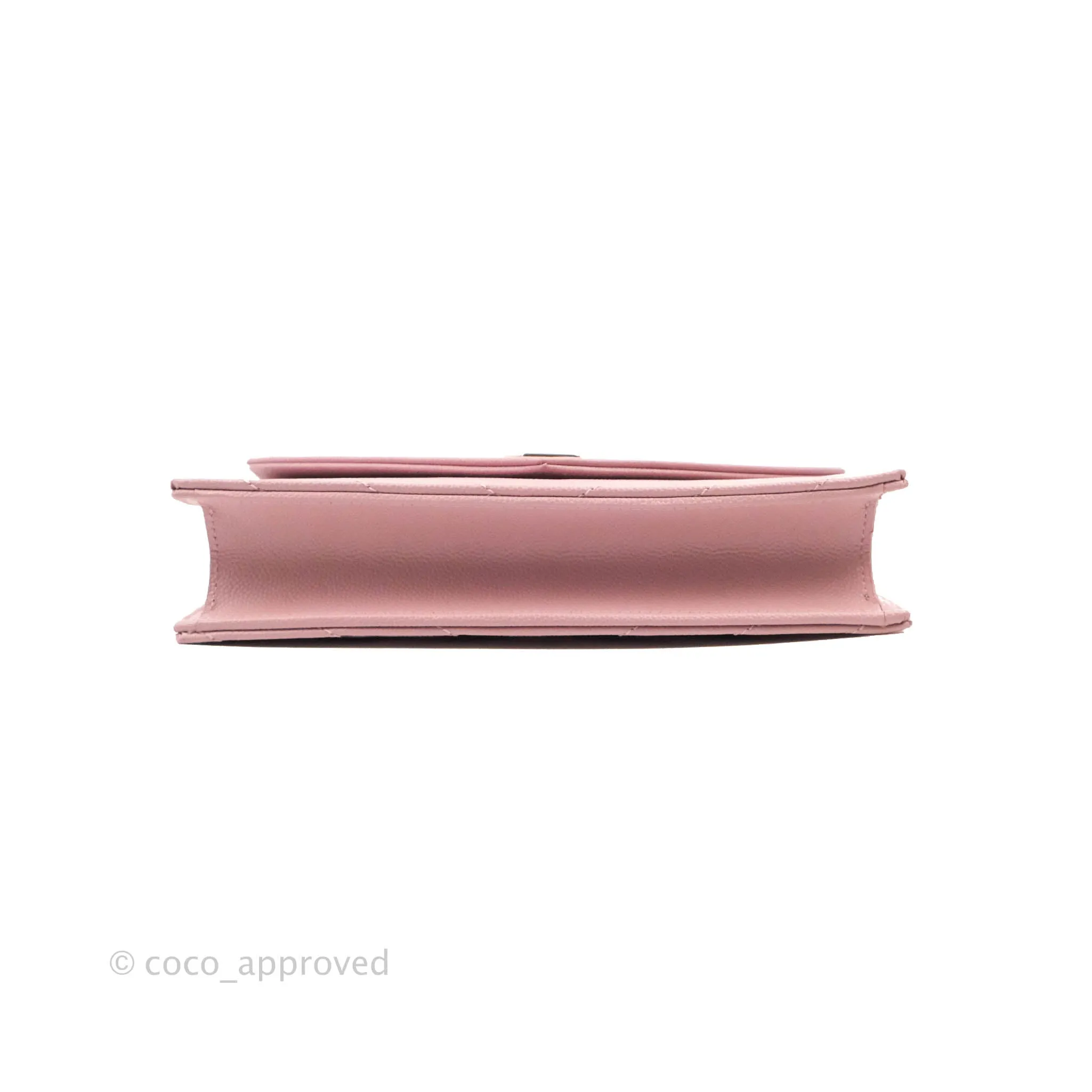 Saint Laurent Wallet on Chain Pink Grained Leather Gold Hardware
