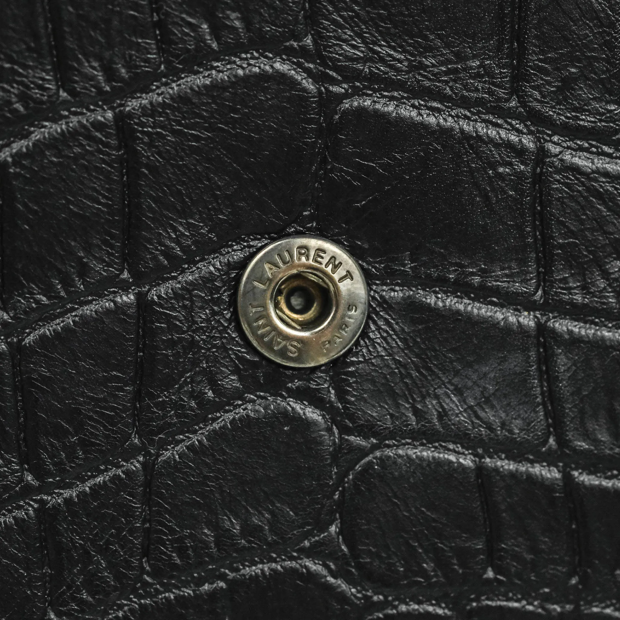 Saint Laurent Wallet on Chain So Black Crocodile-embossed Leather
