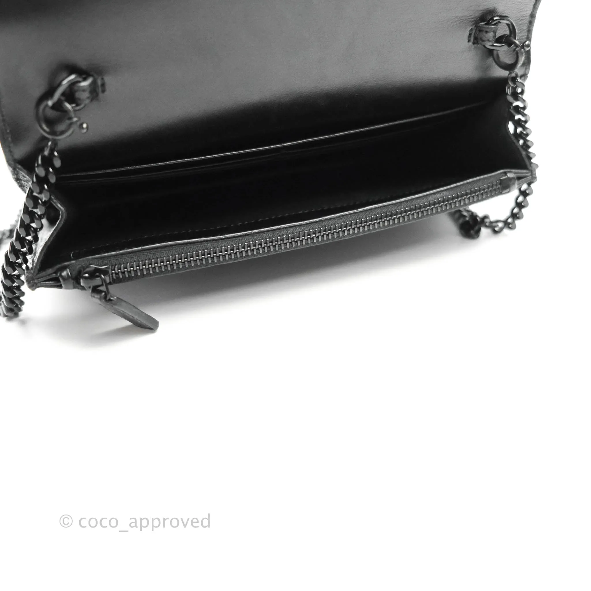 Saint Laurent Wallet on Chain So Black Crocodile-embossed Leather