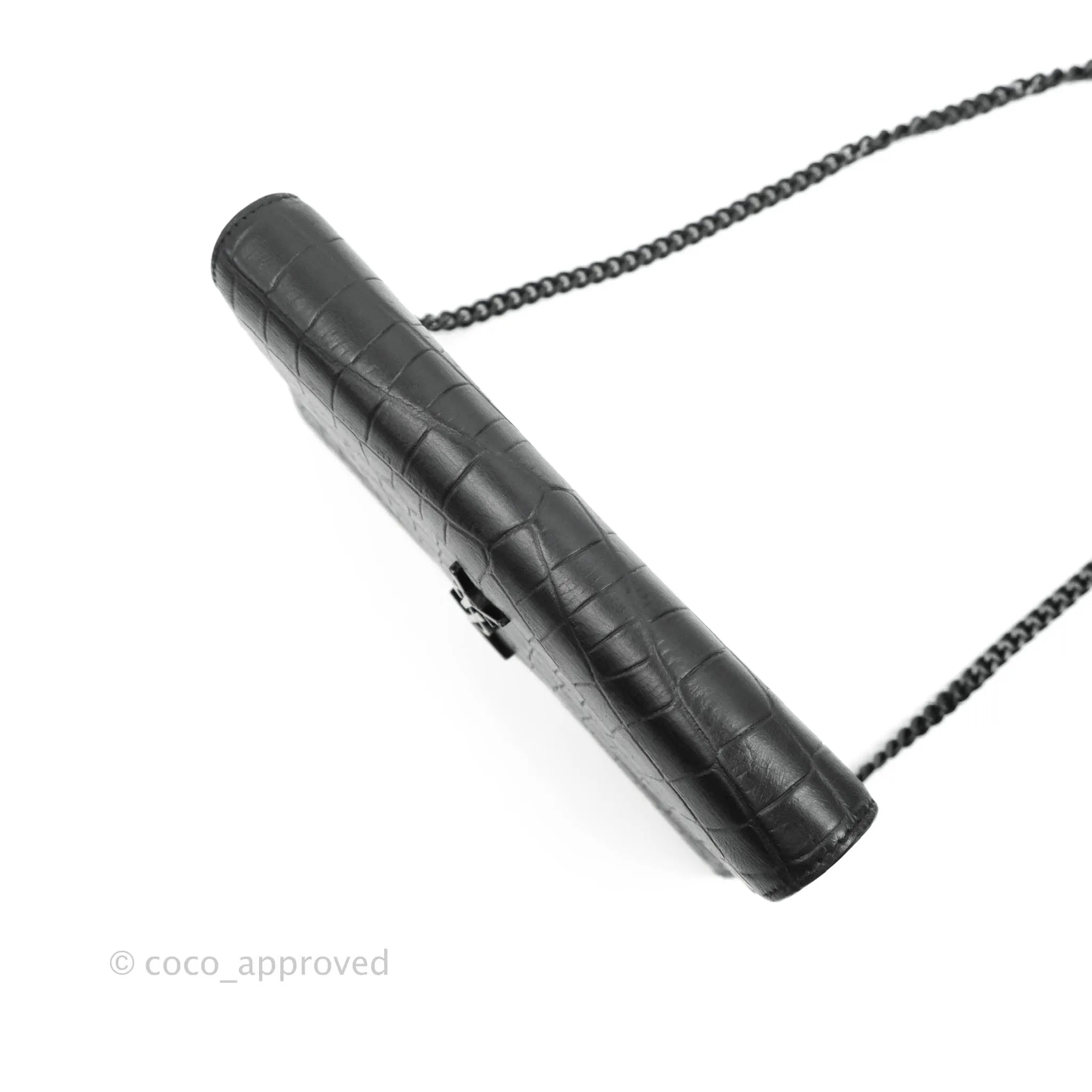 Saint Laurent Wallet on Chain So Black Crocodile-embossed Leather