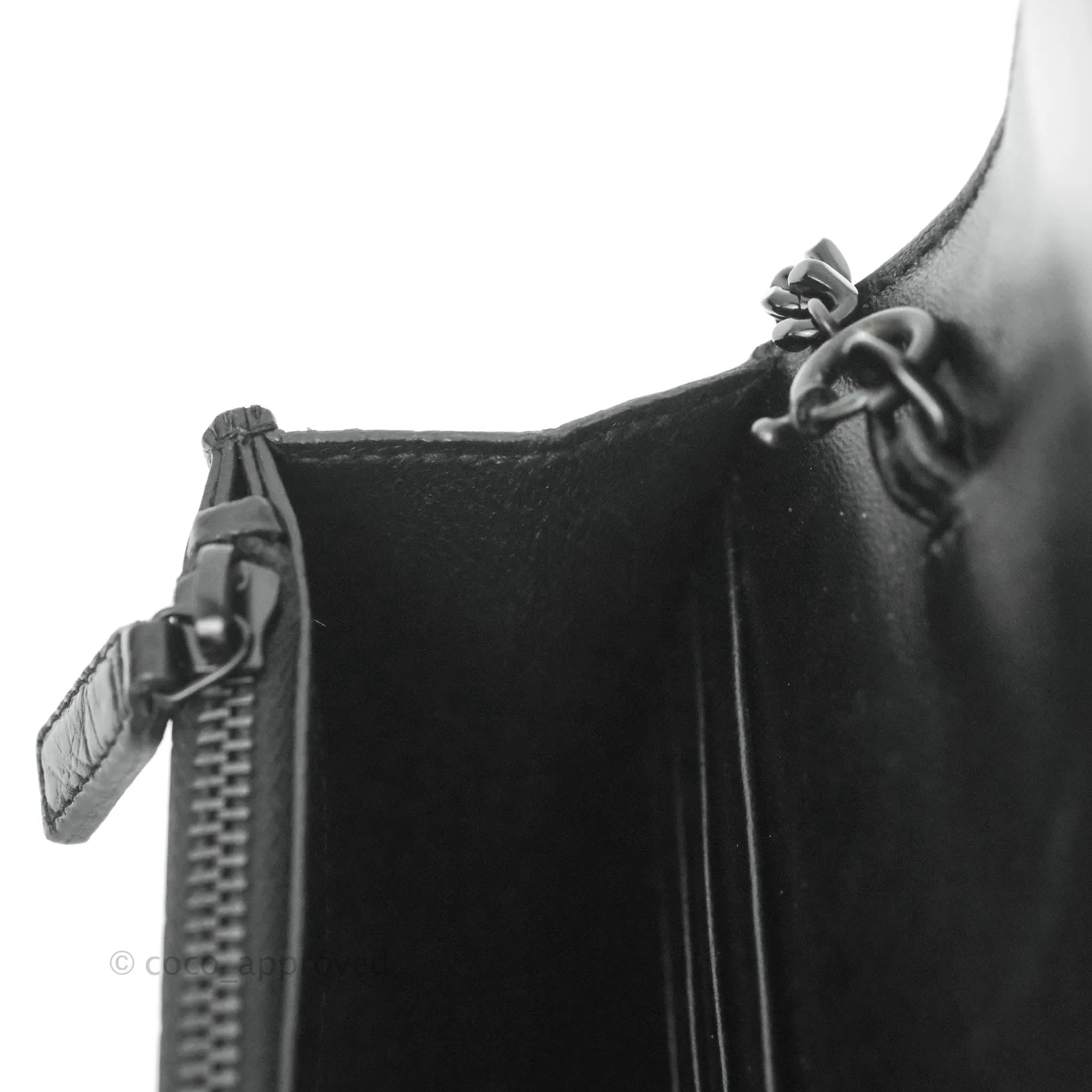 Saint Laurent Wallet on Chain So Black Crocodile-embossed Leather