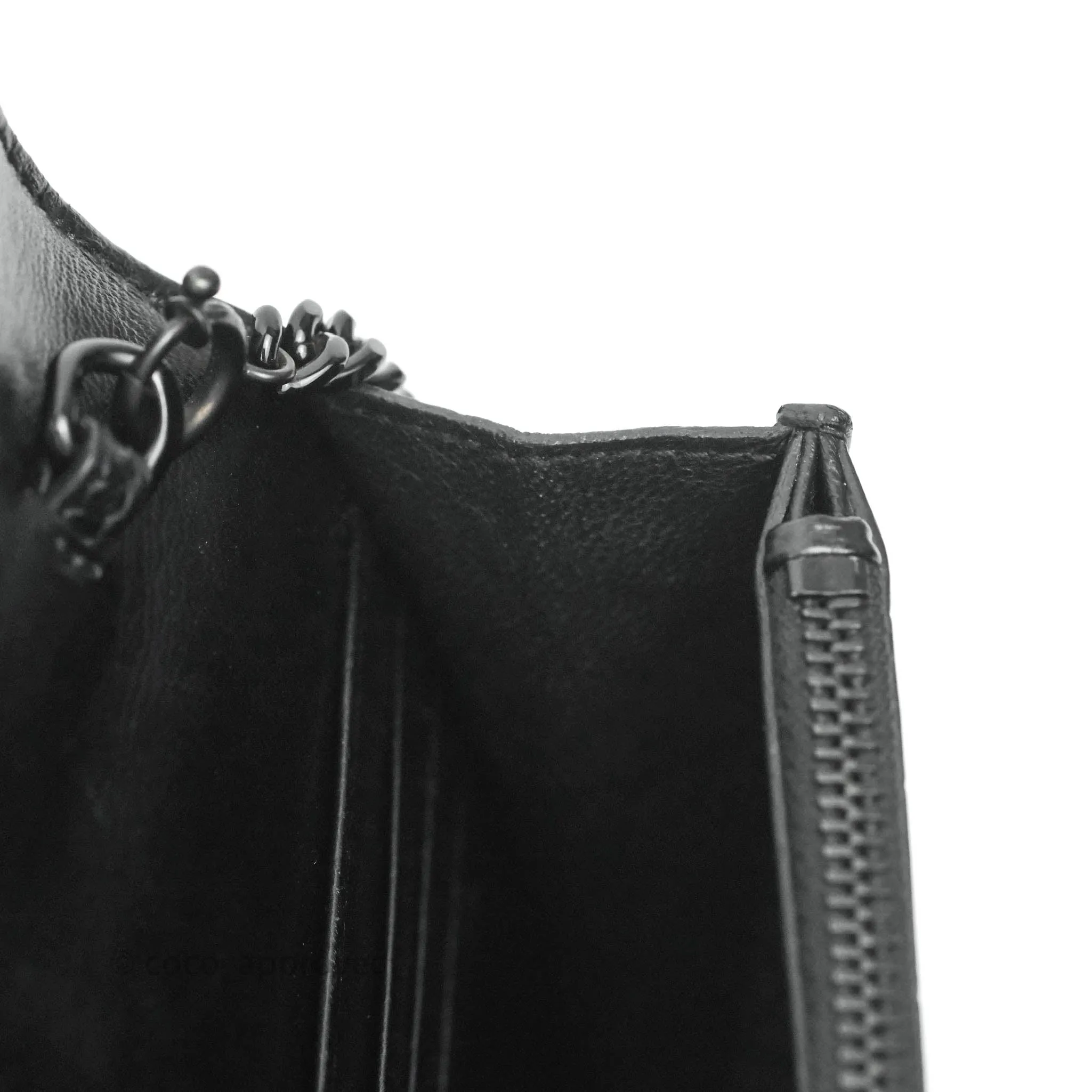 Saint Laurent Wallet on Chain So Black Crocodile-embossed Leather