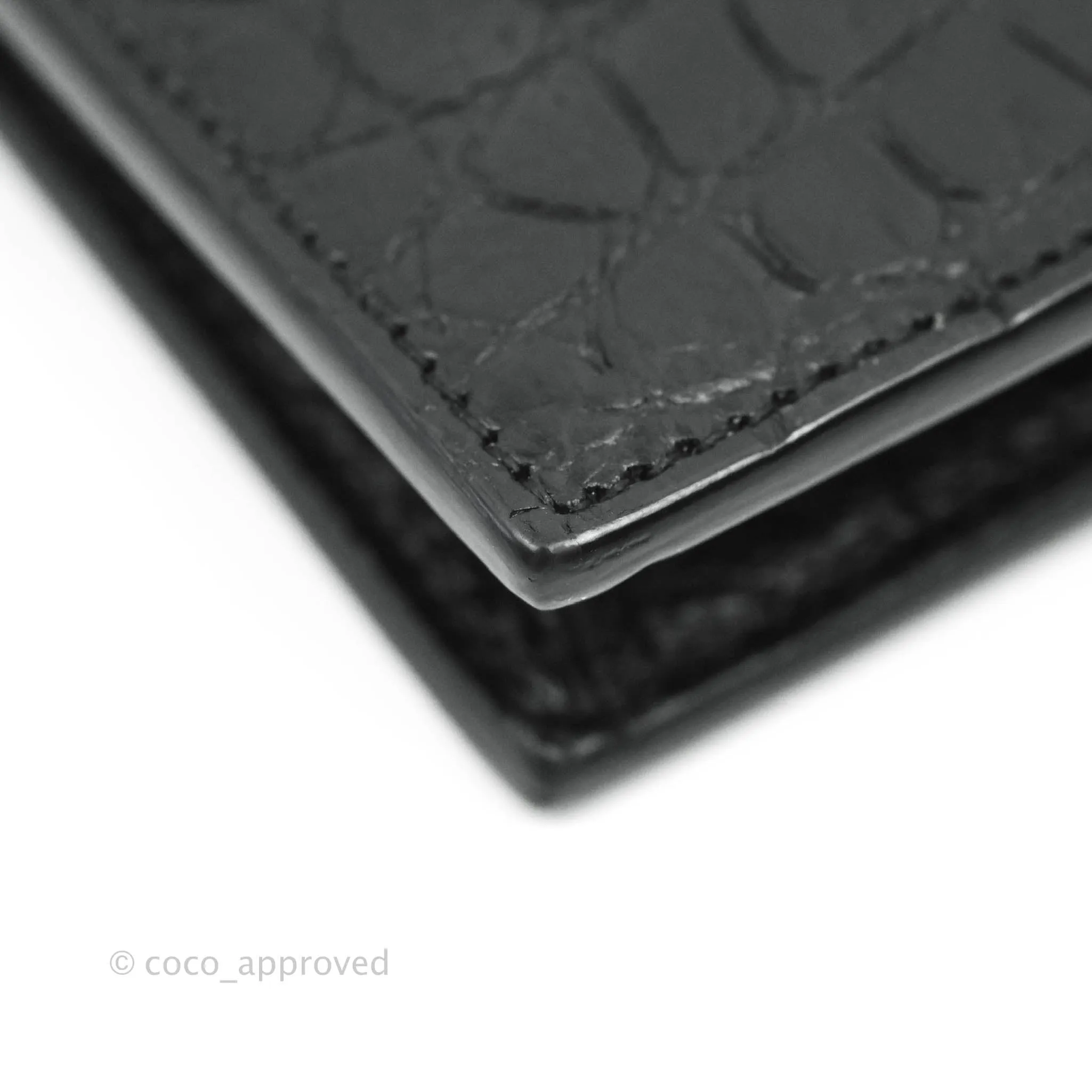 Saint Laurent Wallet on Chain So Black Crocodile-embossed Leather