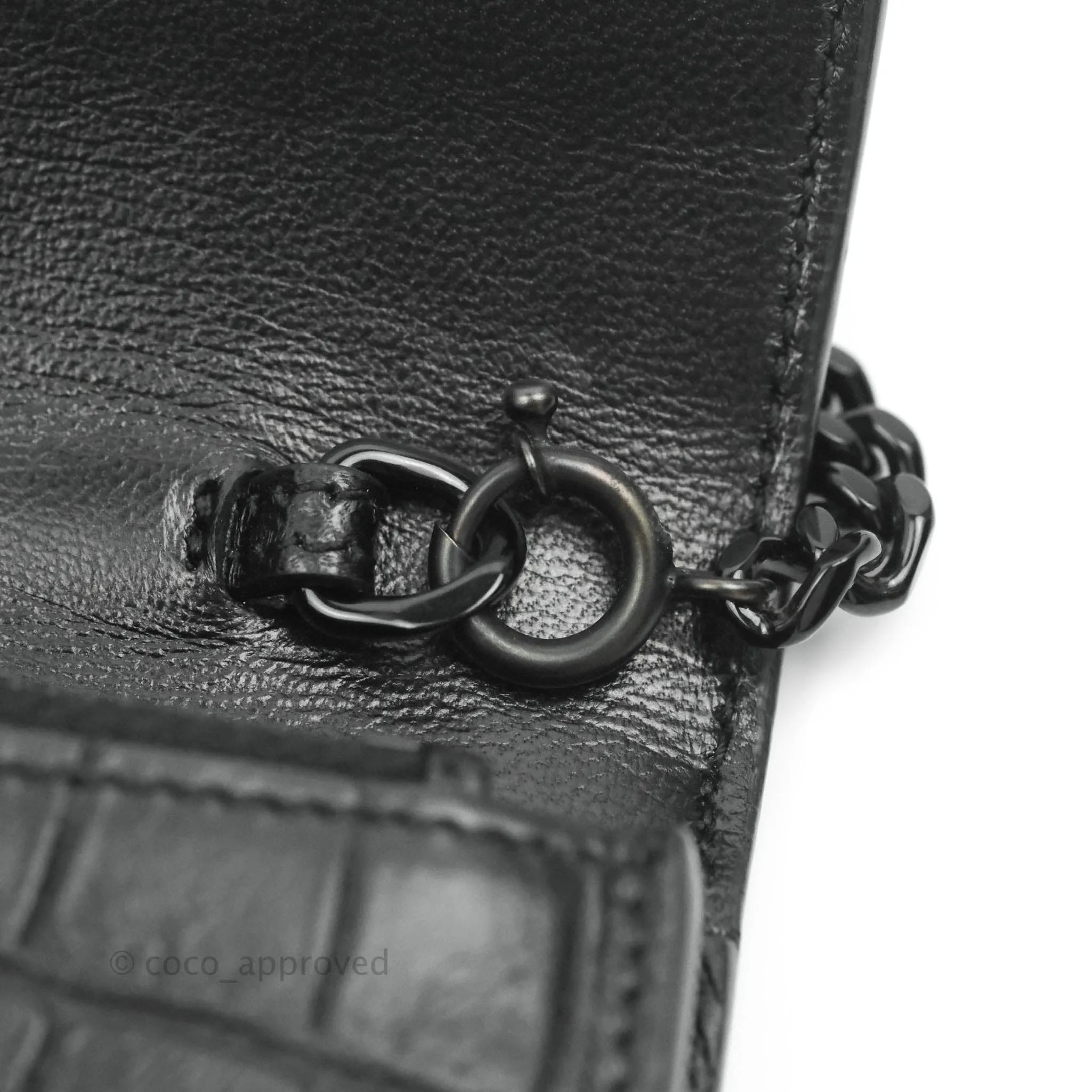 Saint Laurent Wallet on Chain So Black Crocodile-embossed Leather