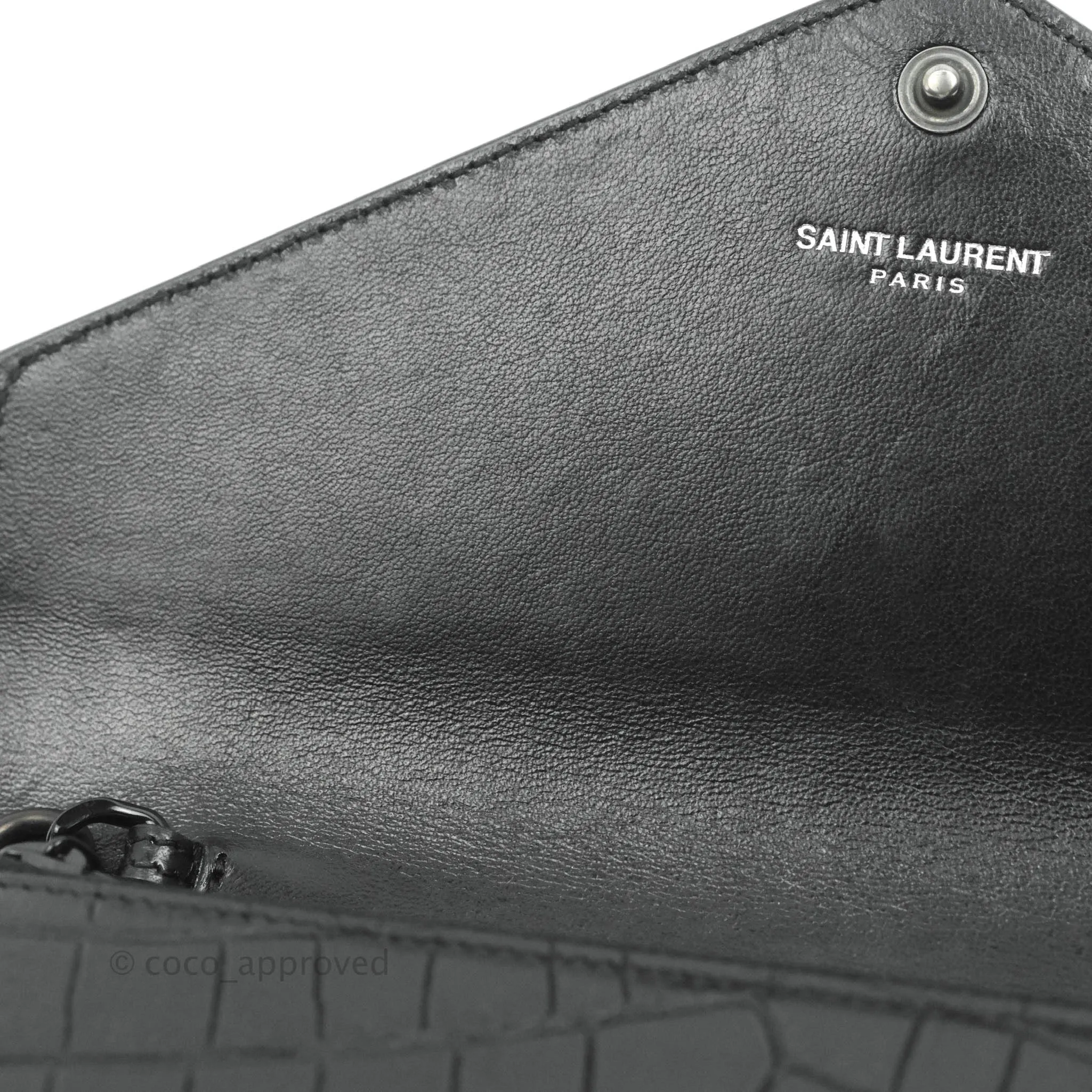 Saint Laurent Wallet on Chain So Black Crocodile-embossed Leather