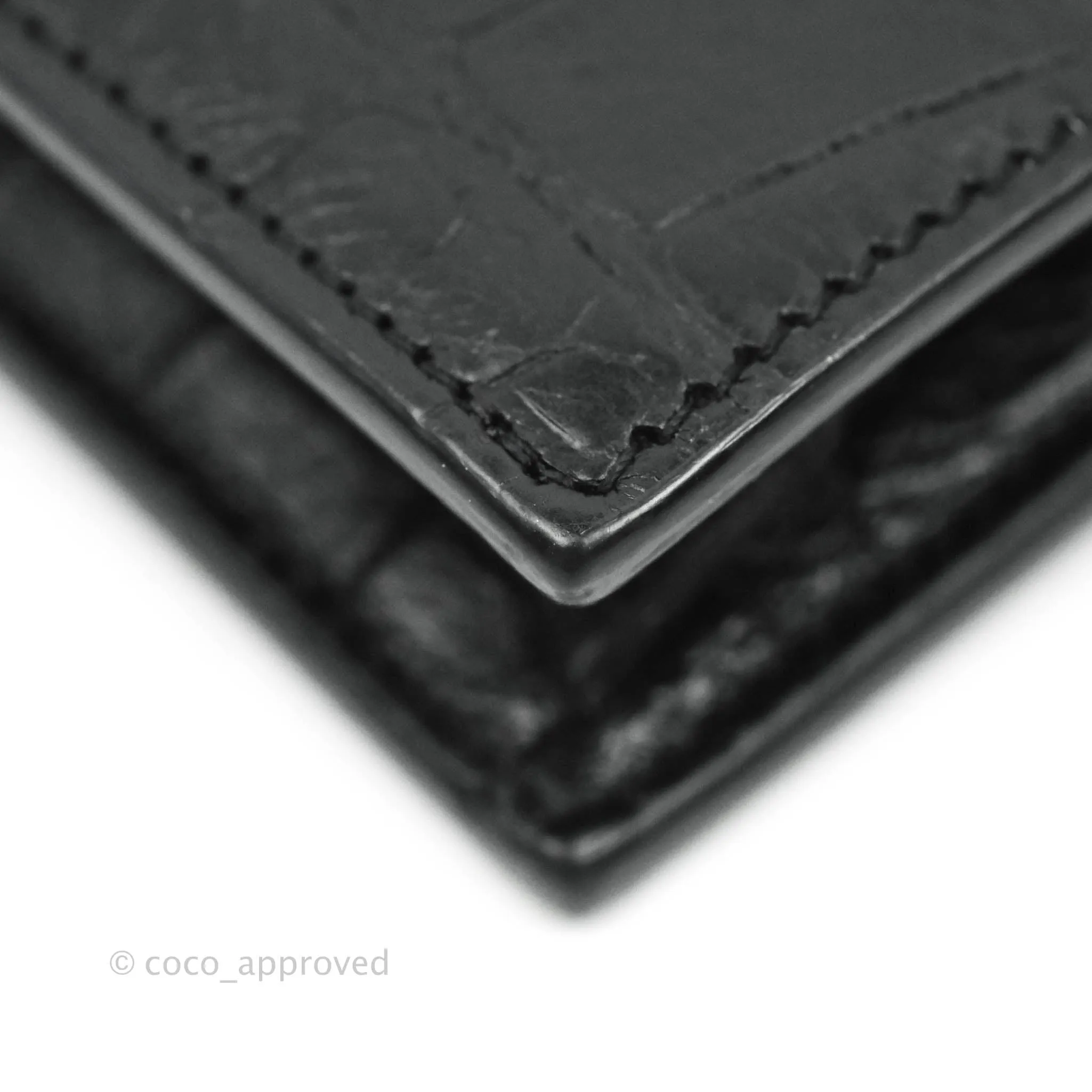 Saint Laurent Wallet on Chain So Black Crocodile-embossed Leather