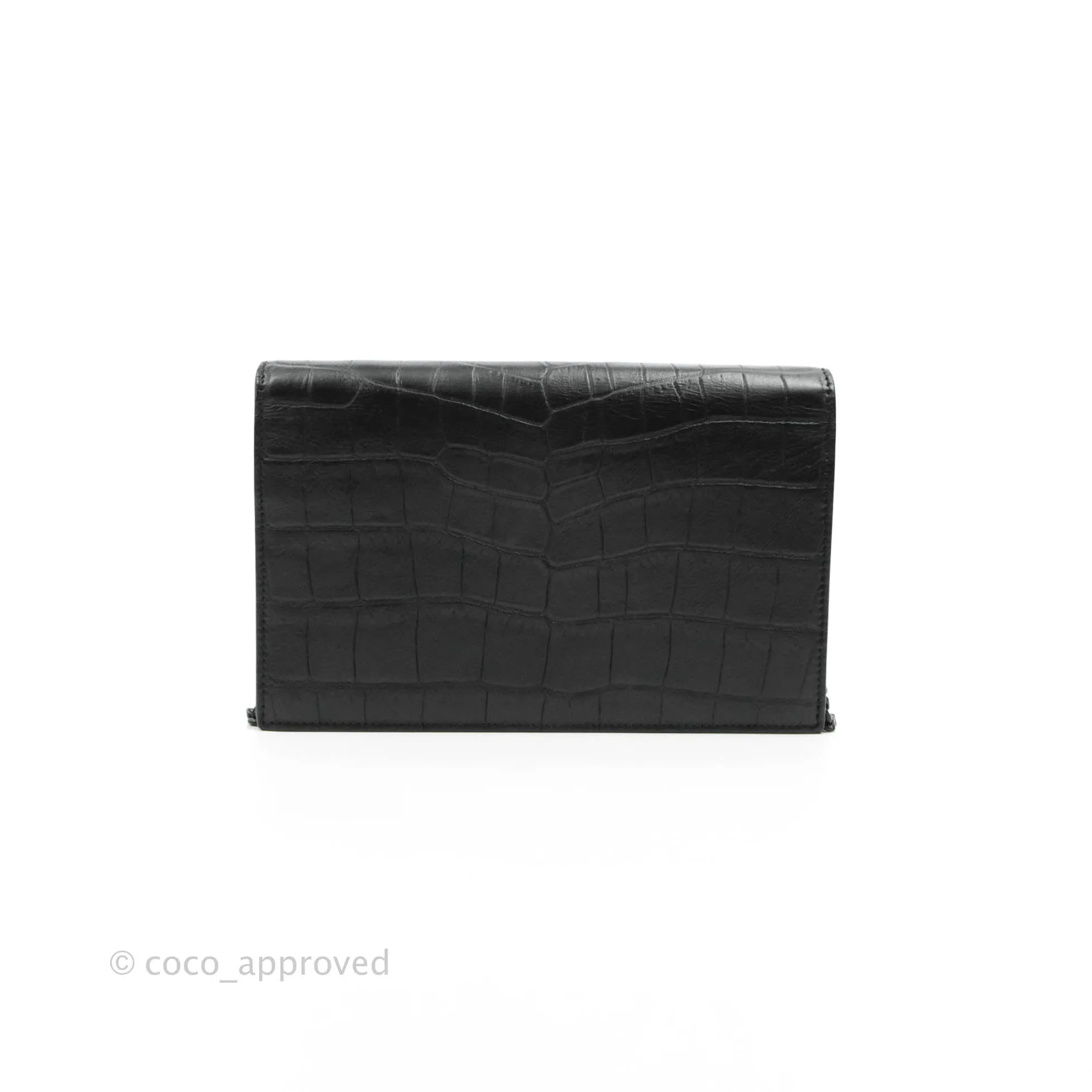 Saint Laurent Wallet on Chain So Black Crocodile-embossed Leather