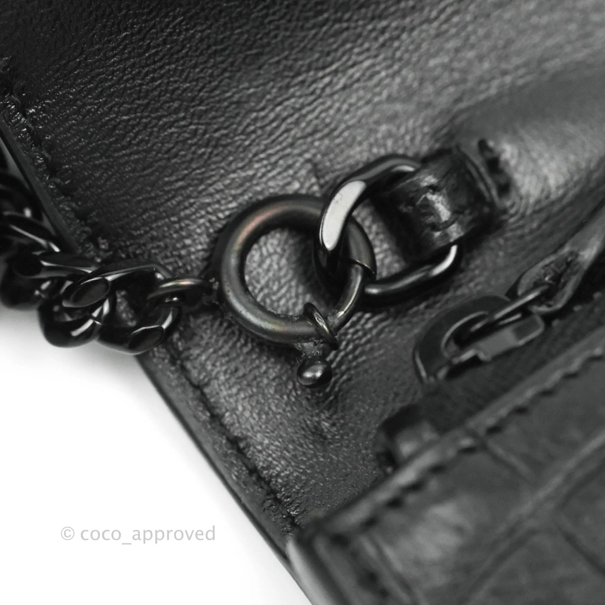 Saint Laurent Wallet on Chain So Black Crocodile-embossed Leather