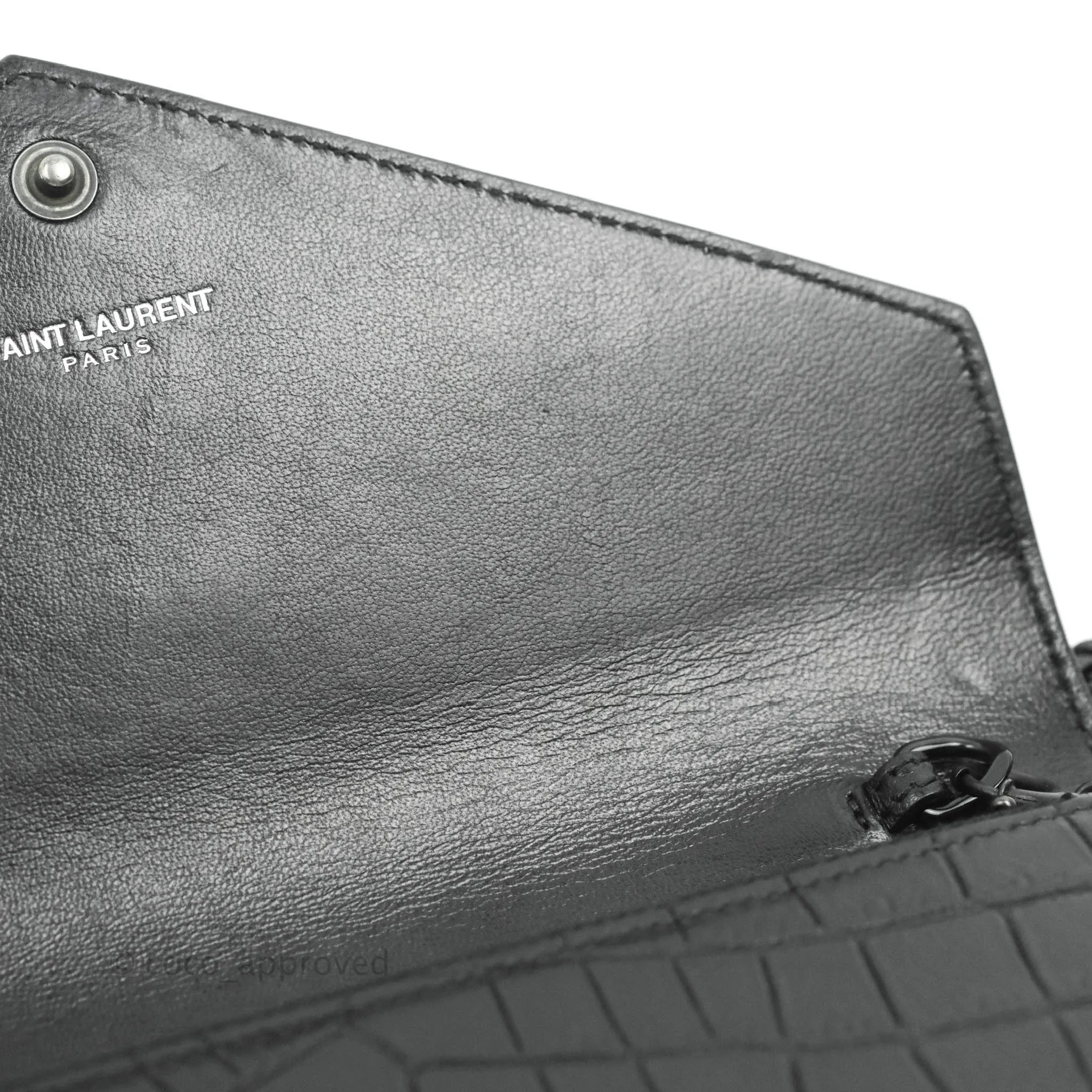Saint Laurent Wallet on Chain So Black Crocodile-embossed Leather