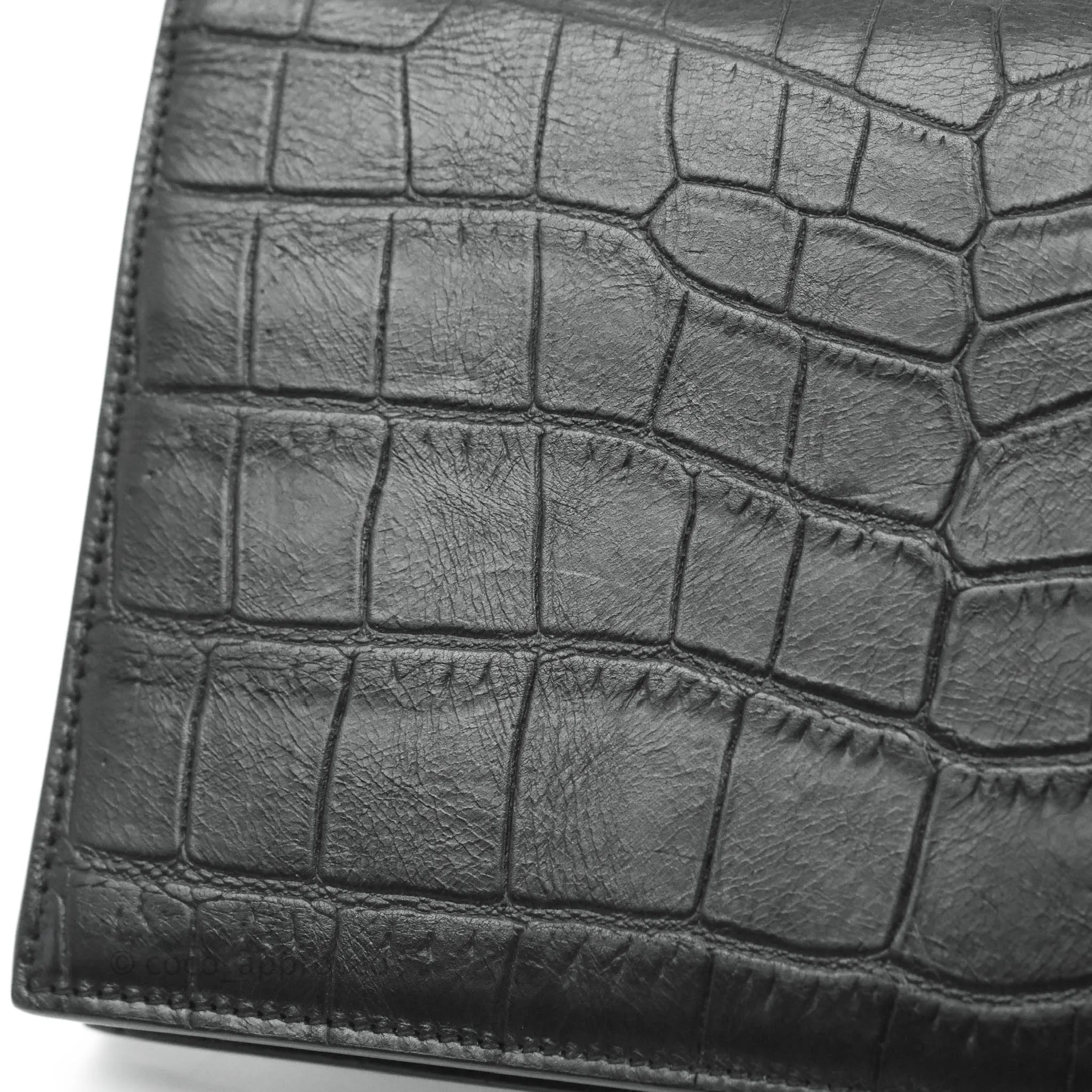 Saint Laurent Wallet on Chain So Black Crocodile-embossed Leather