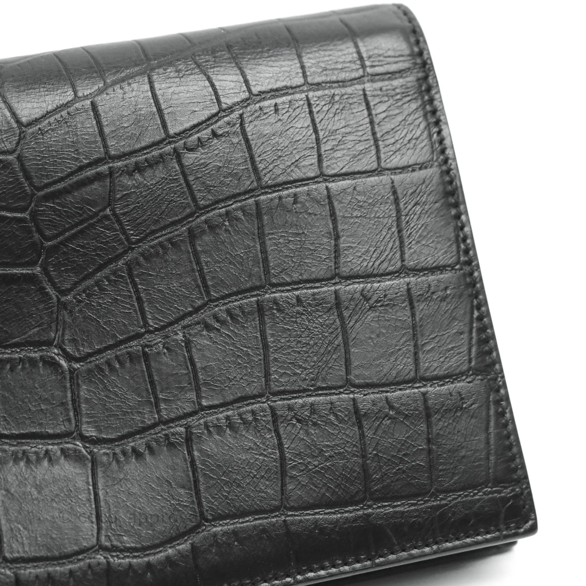 Saint Laurent Wallet on Chain So Black Crocodile-embossed Leather