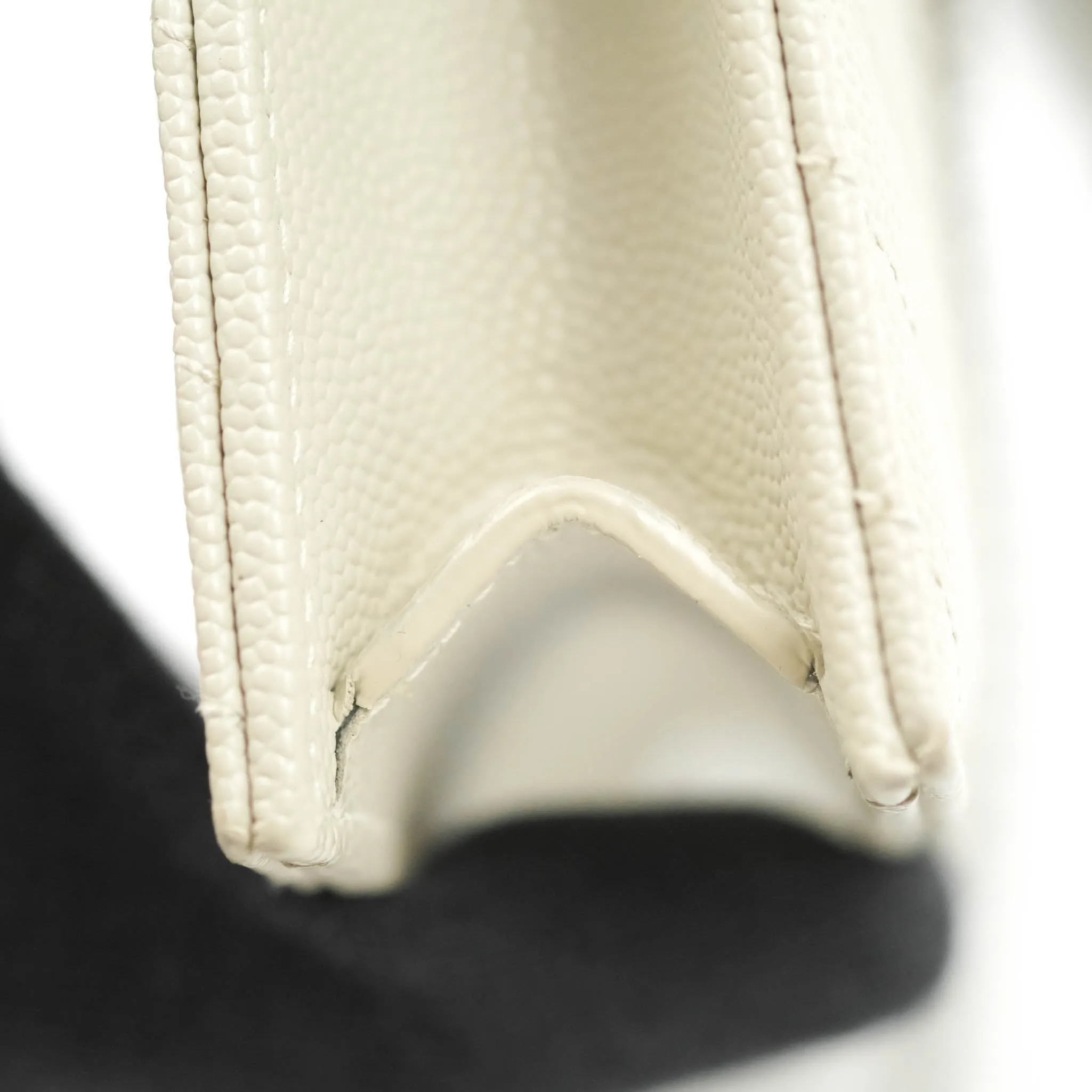 Saint Laurent Wallet on Chain White Grained Leather Silver Hardware