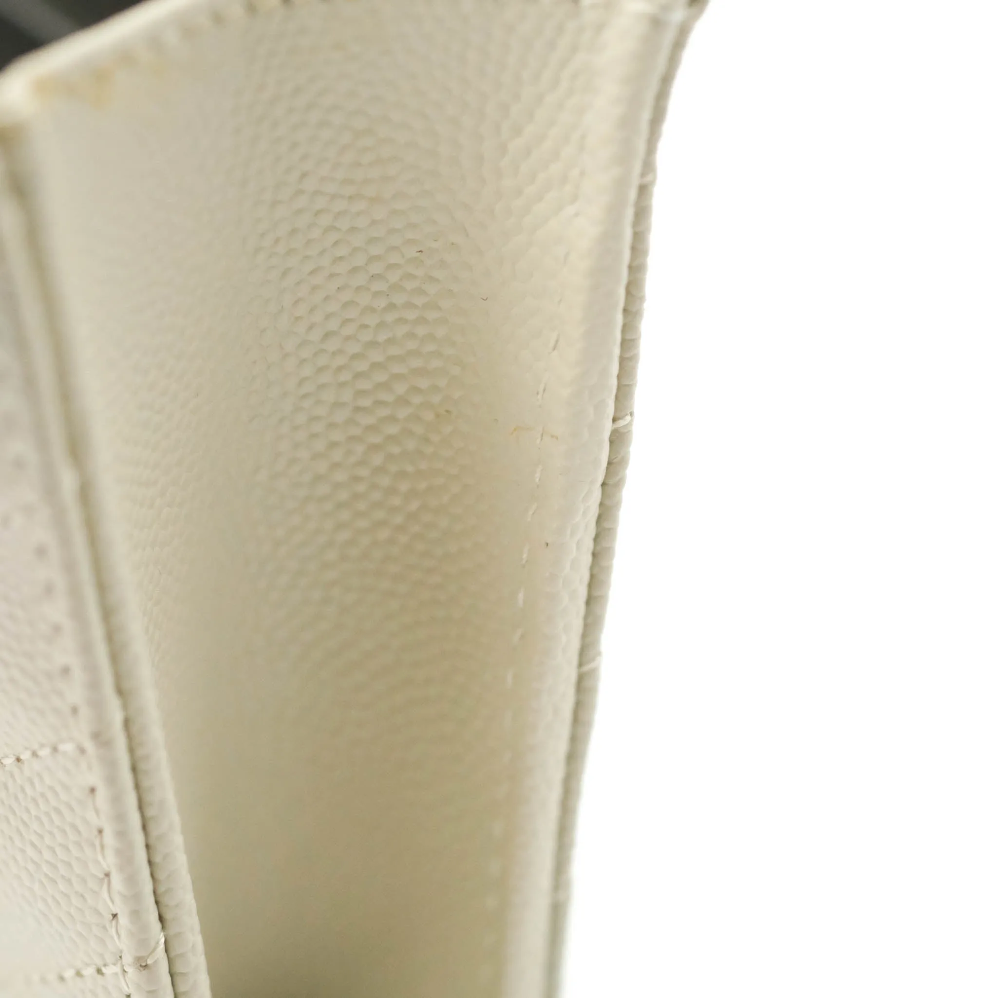 Saint Laurent Wallet on Chain White Grained Leather Silver Hardware