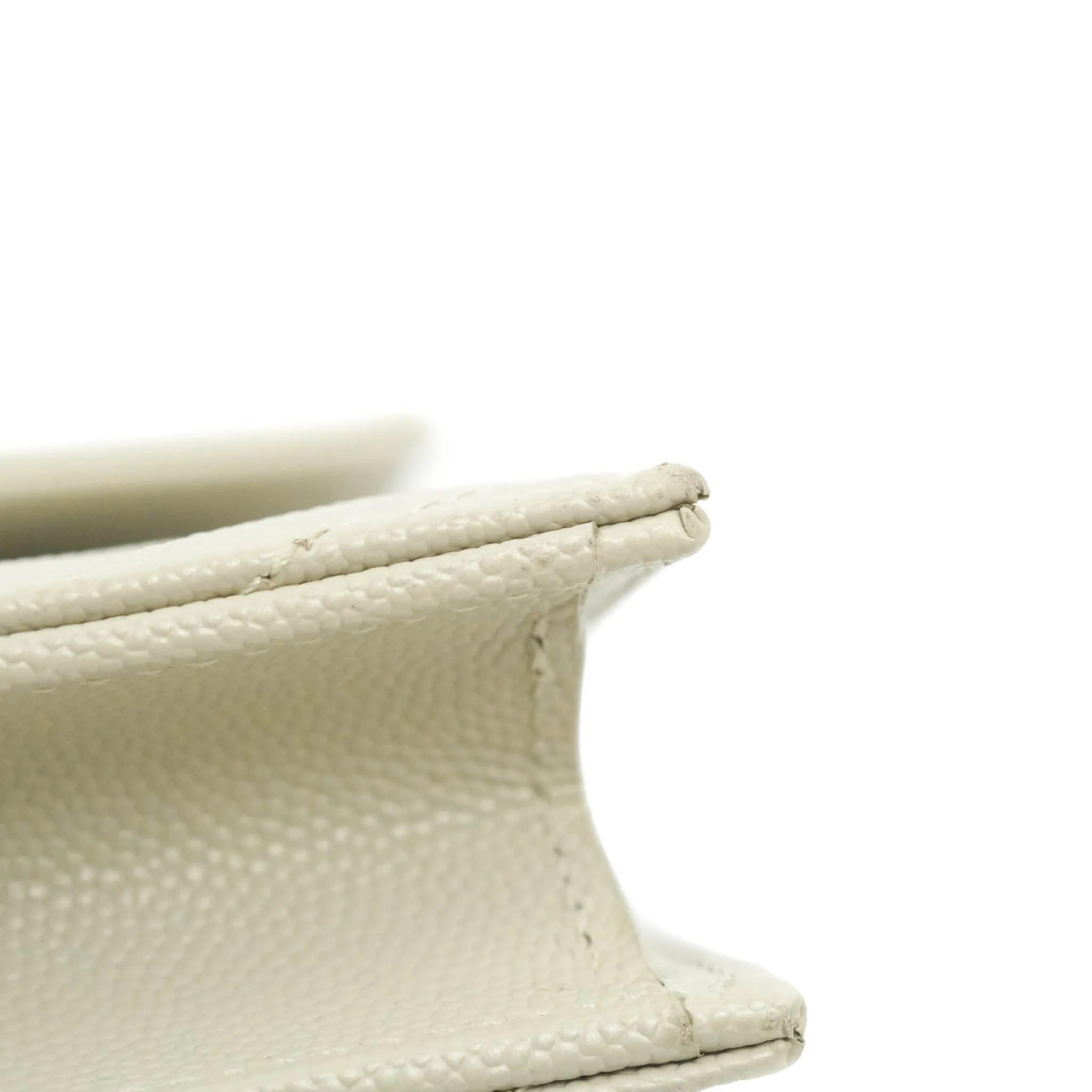 Saint Laurent Wallet on Chain White Grained Leather Silver Hardware