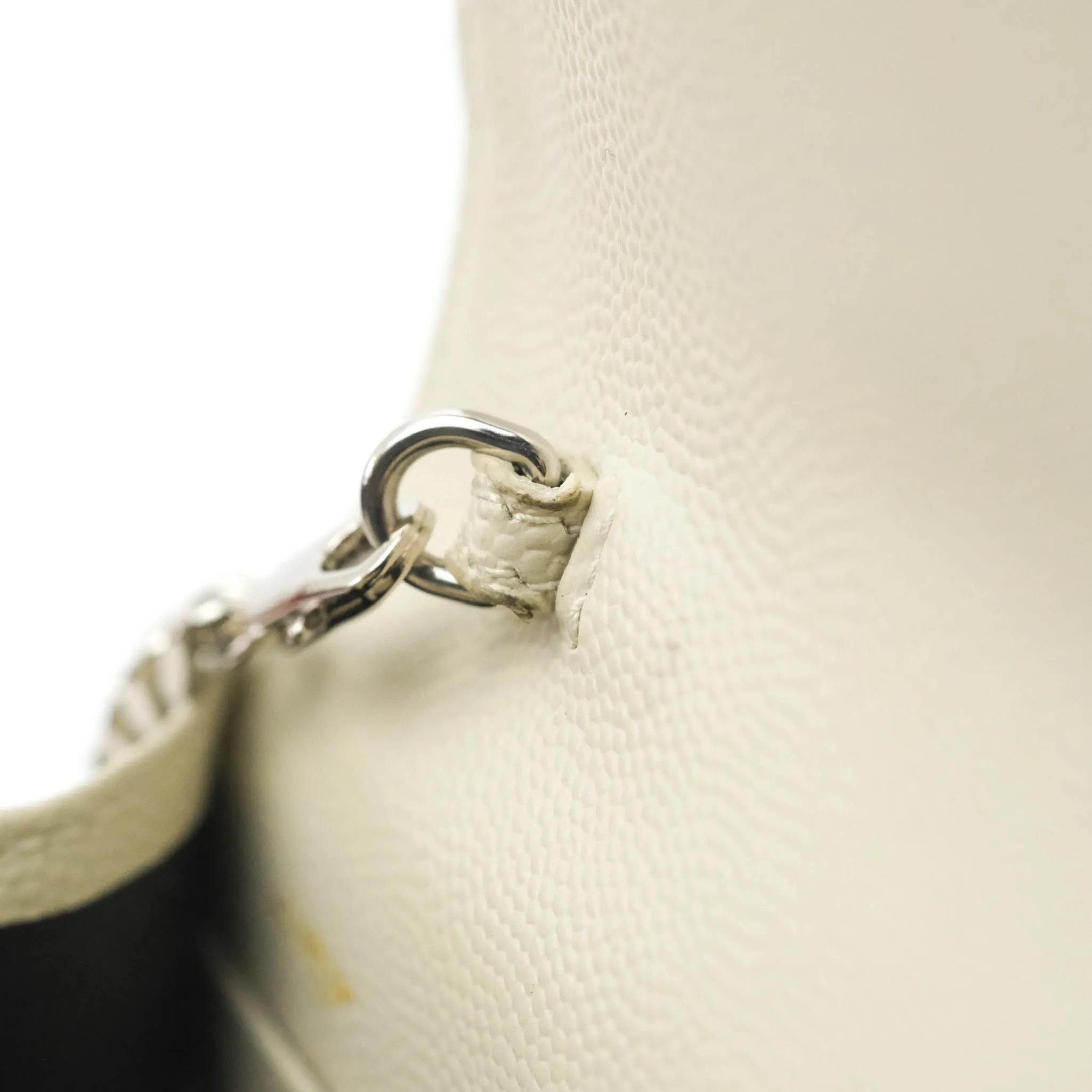 Saint Laurent Wallet on Chain White Grained Leather Silver Hardware