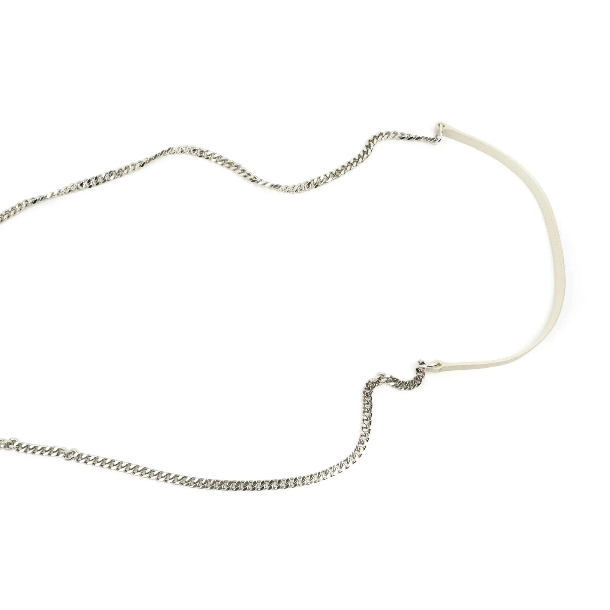 Saint Laurent Wallet on Chain White Grained Leather Silver Hardware