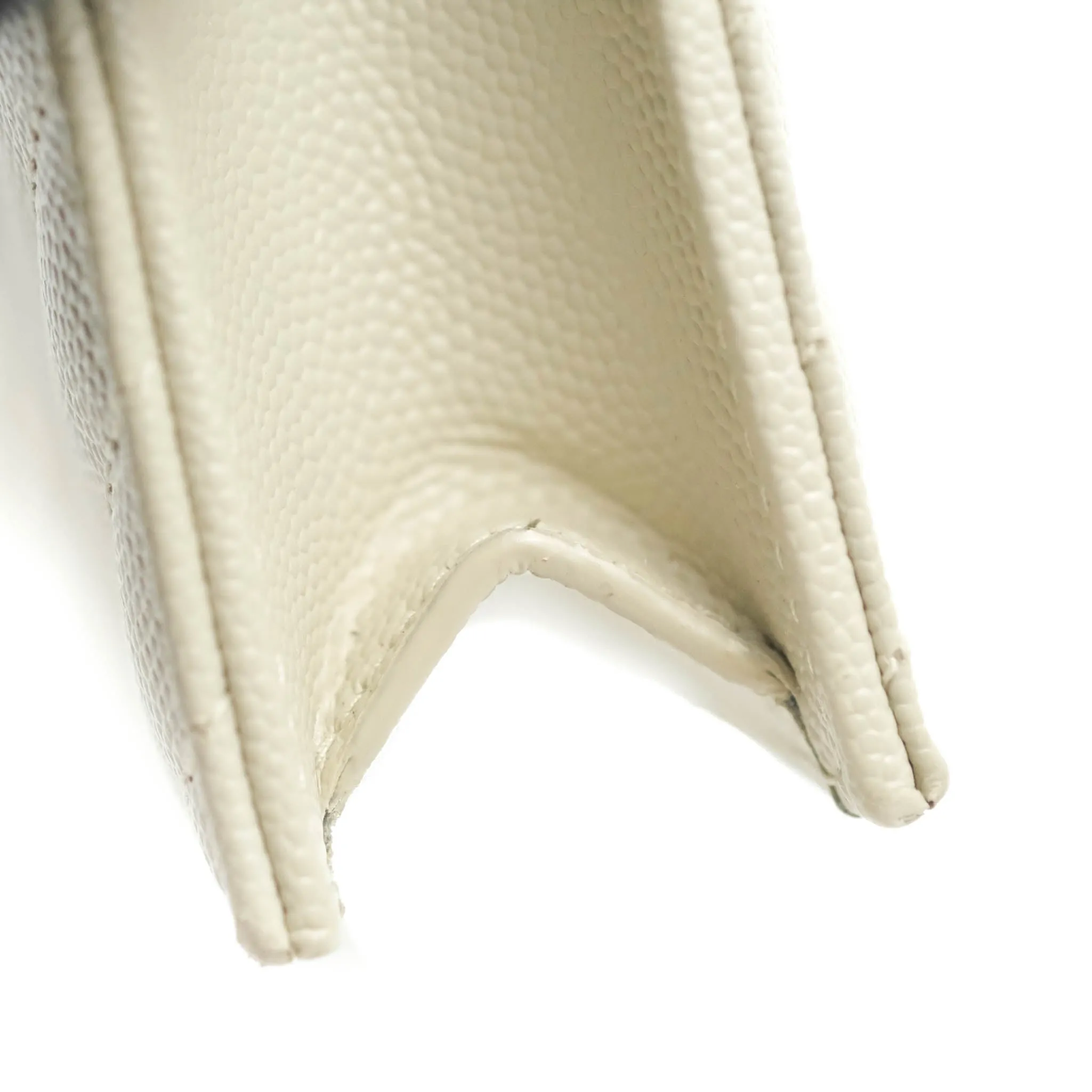Saint Laurent Wallet on Chain White Grained Leather Silver Hardware