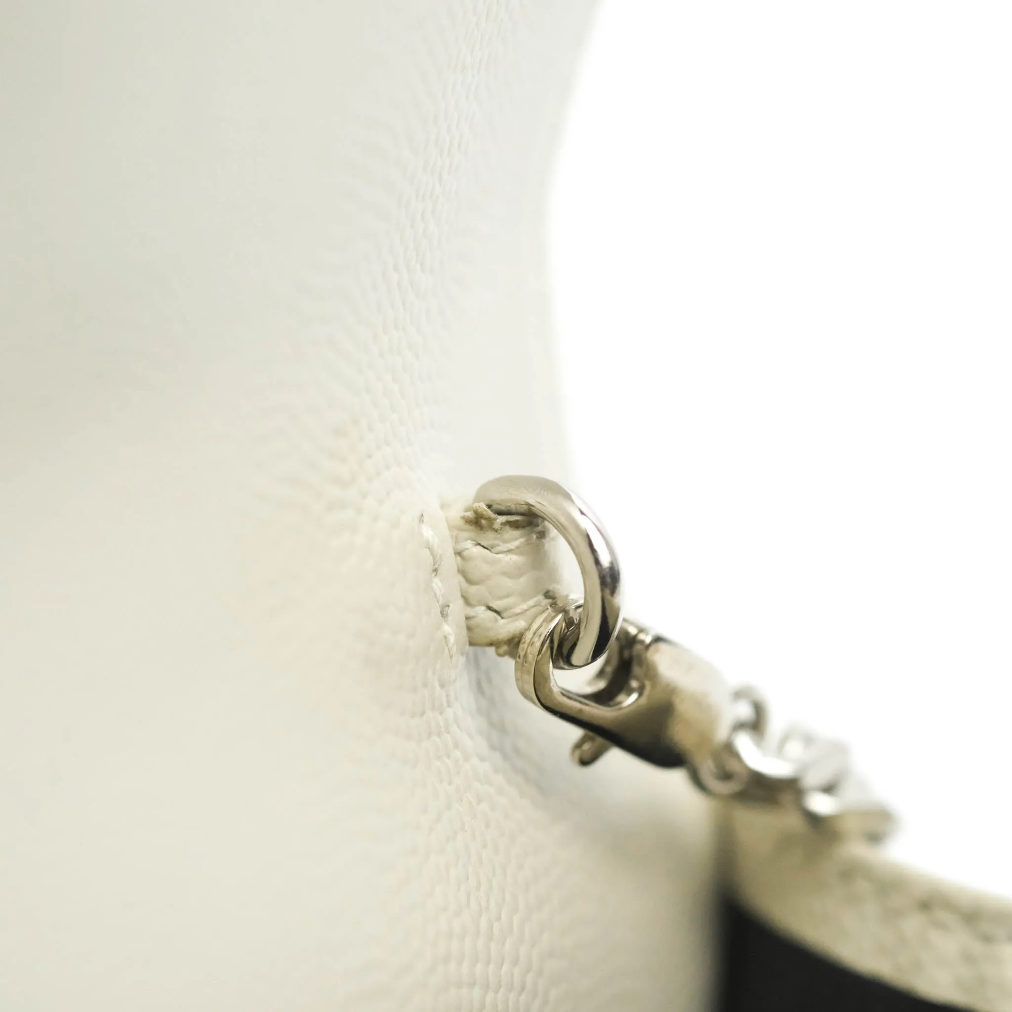 Saint Laurent Wallet on Chain White Grained Leather Silver Hardware