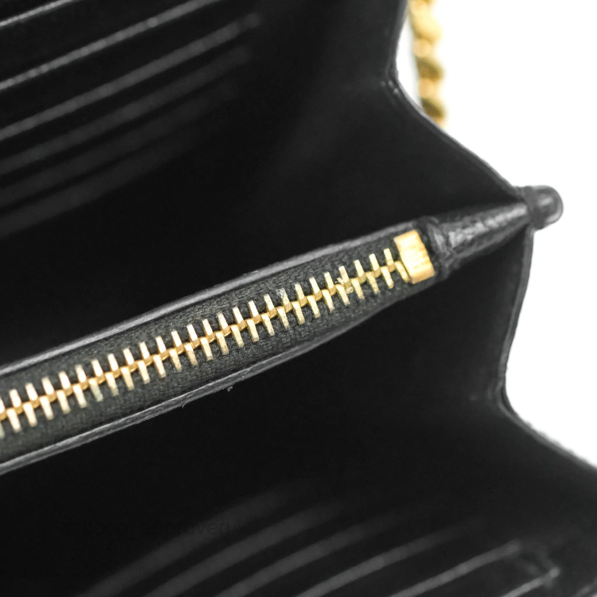 Saint Laurent Wallet on Chain WOC Black Grained Leather Gold Hardware