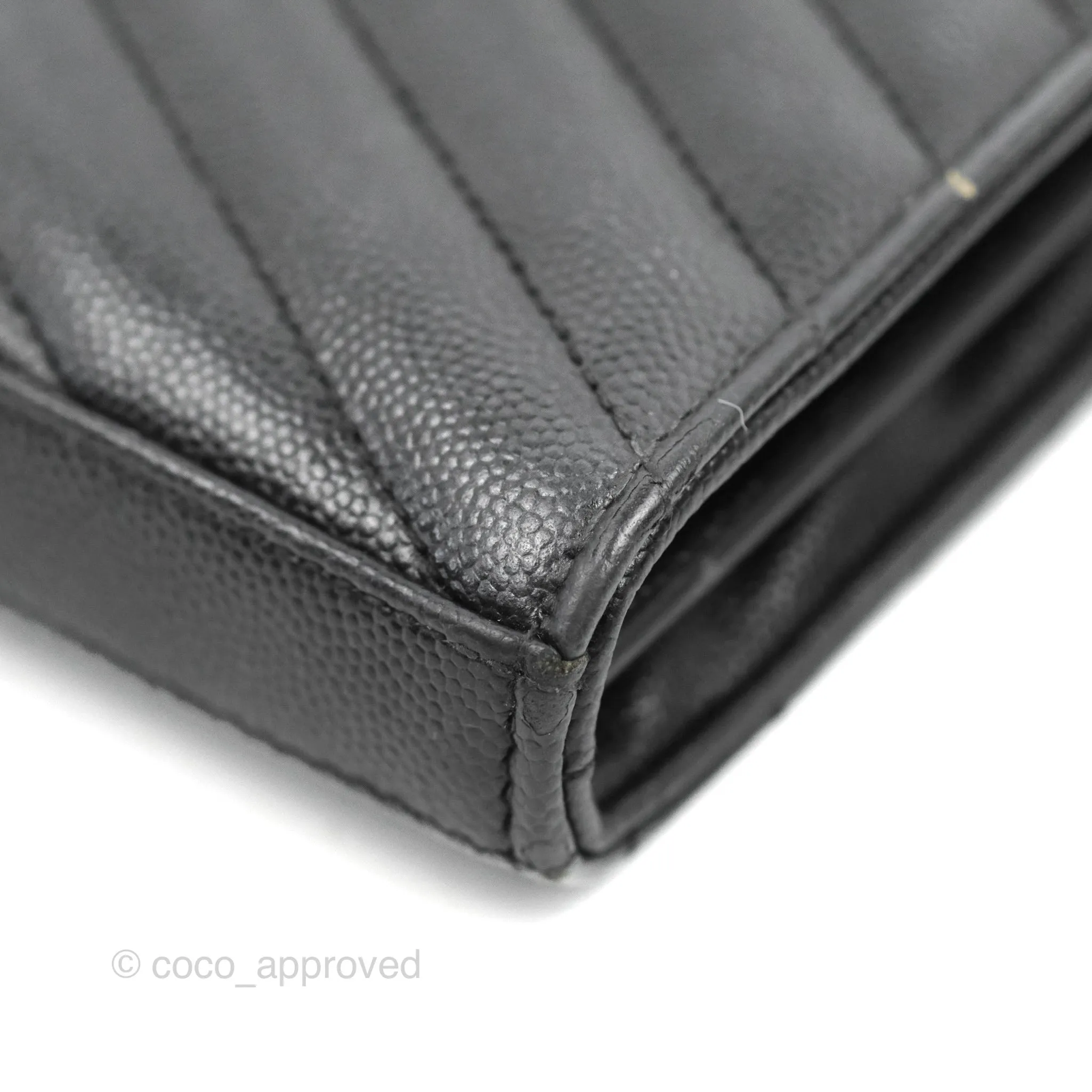 Saint Laurent Wallet on Chain WOC Black Grained Leather Gold Hardware
