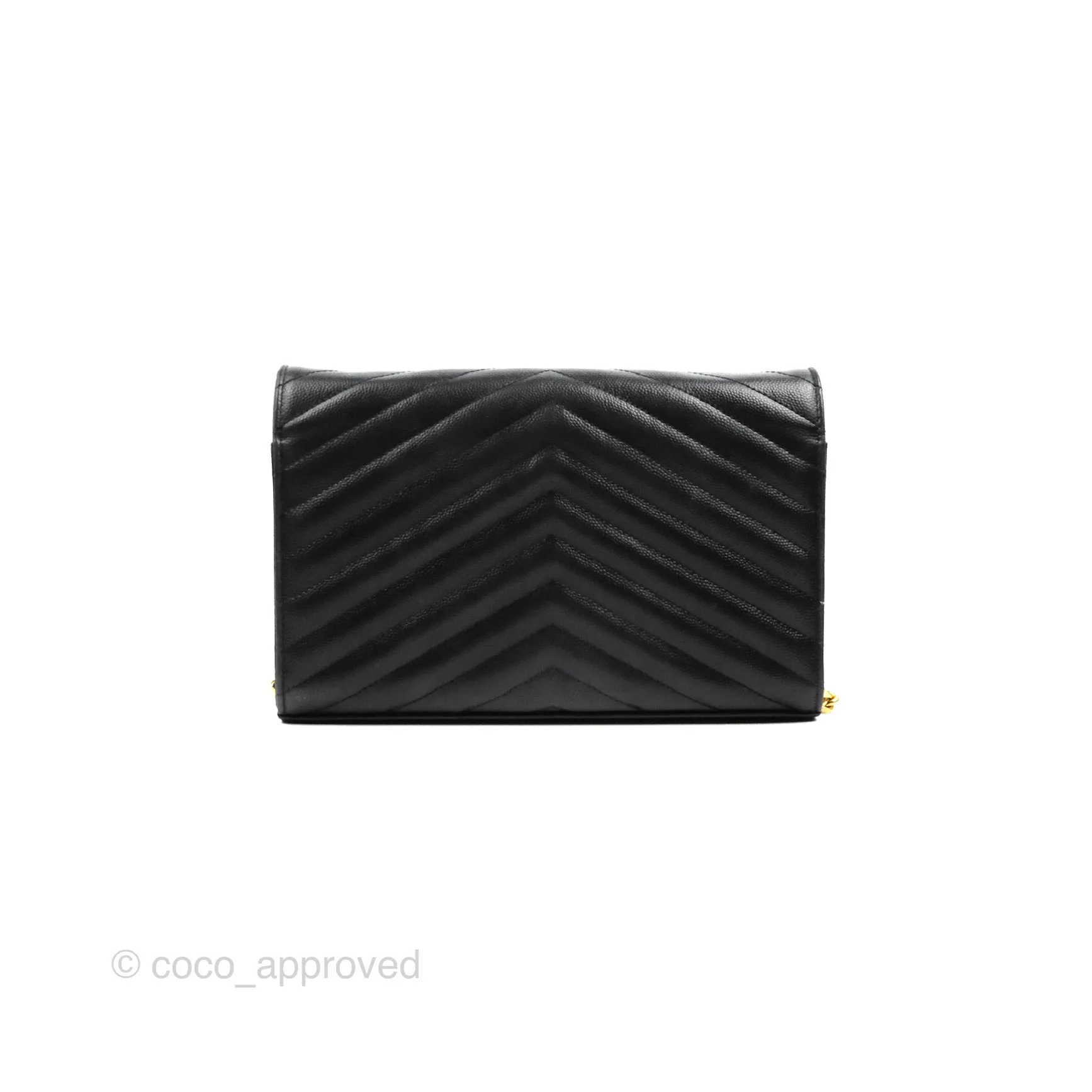 Saint Laurent Wallet on Chain WOC Black Grained Leather Gold Hardware