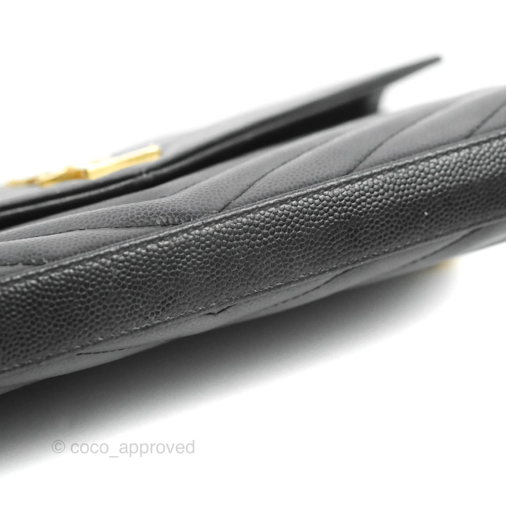 Saint Laurent Wallet on Chain WOC Black Grained Leather Gold Hardware