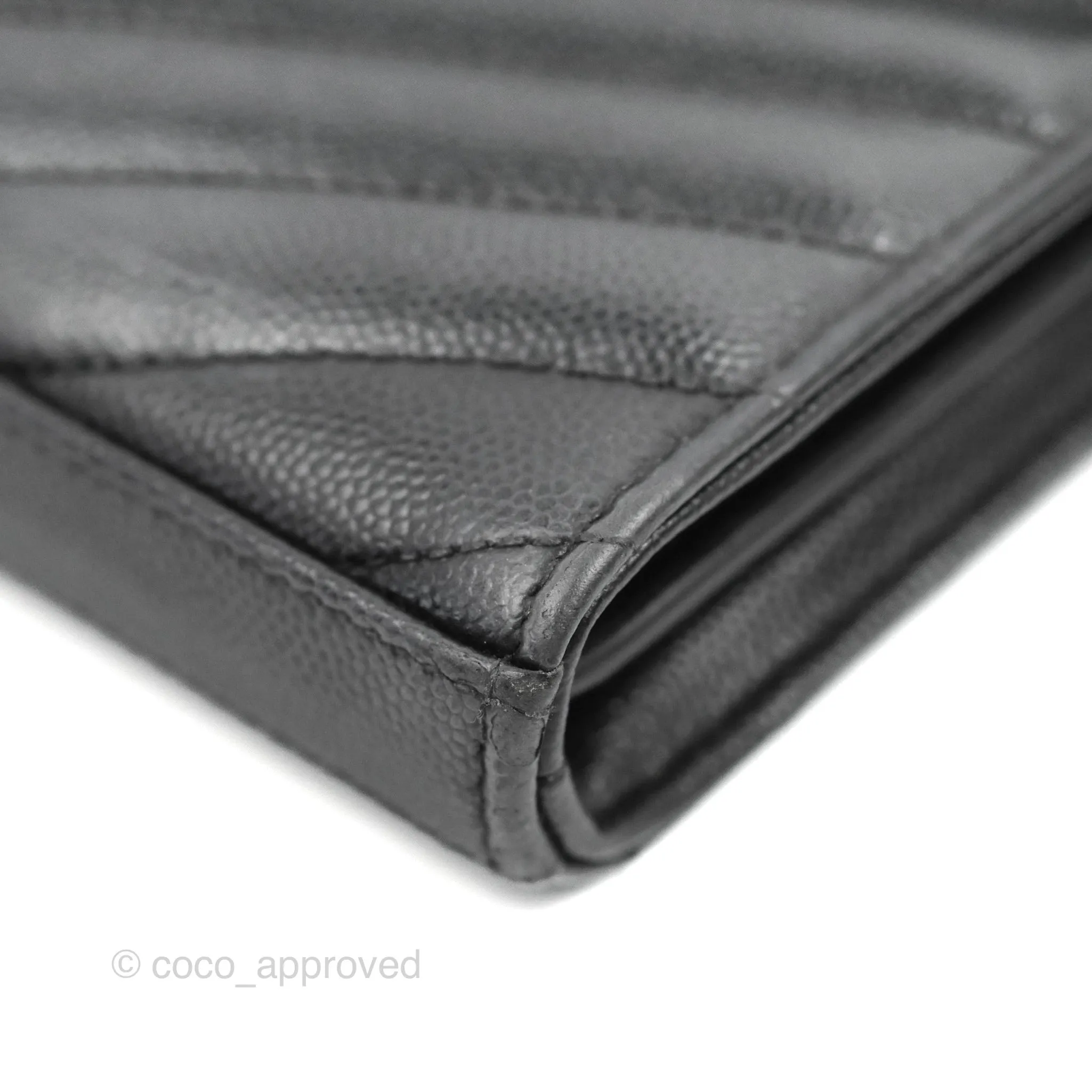 Saint Laurent Wallet on Chain WOC Black Grained Leather Gold Hardware