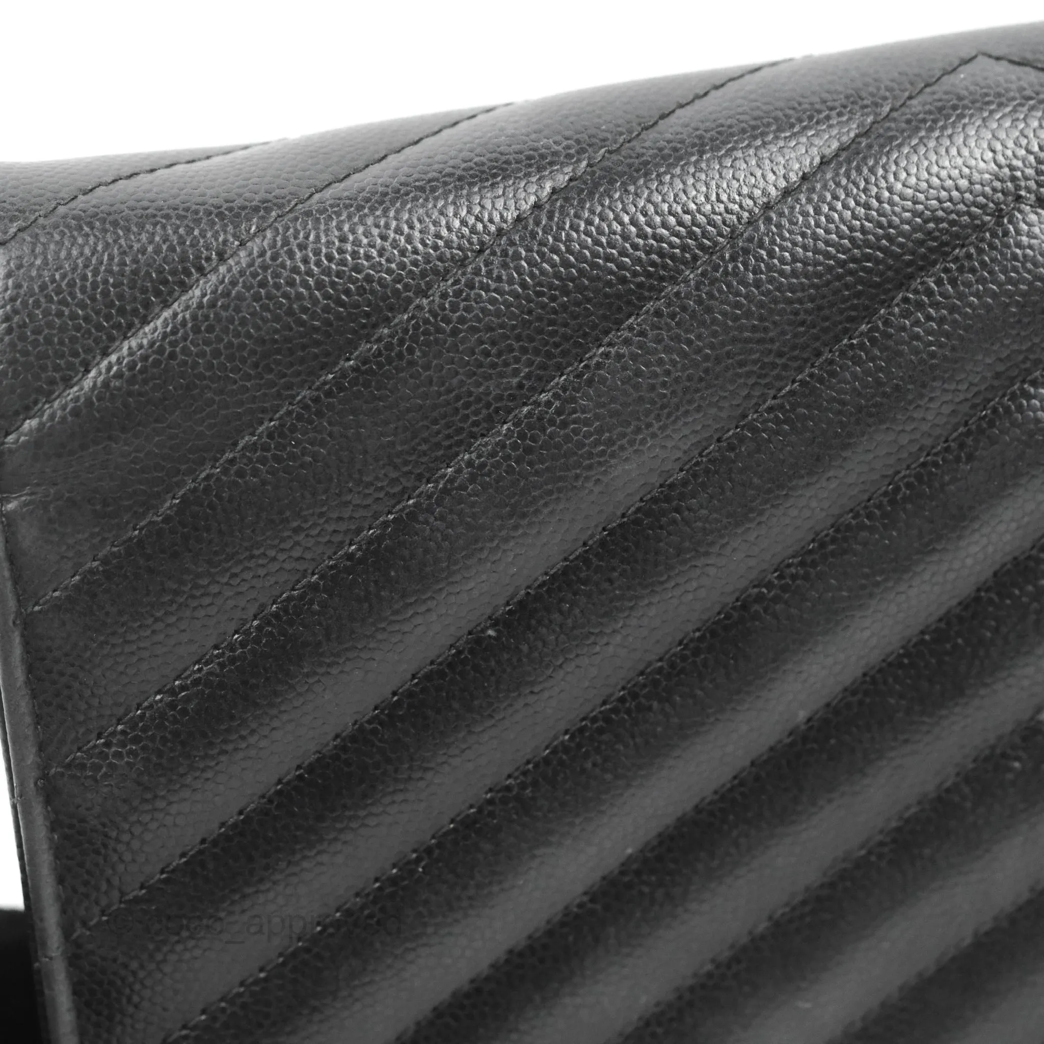 Saint Laurent Wallet on Chain WOC Black Grained Leather Gold Hardware